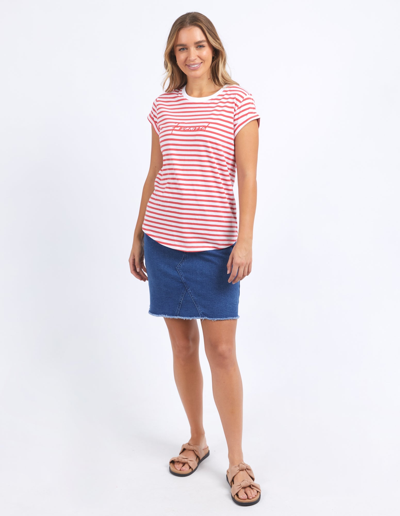 Signature Stripe Tee - Cayenne/White Stripe