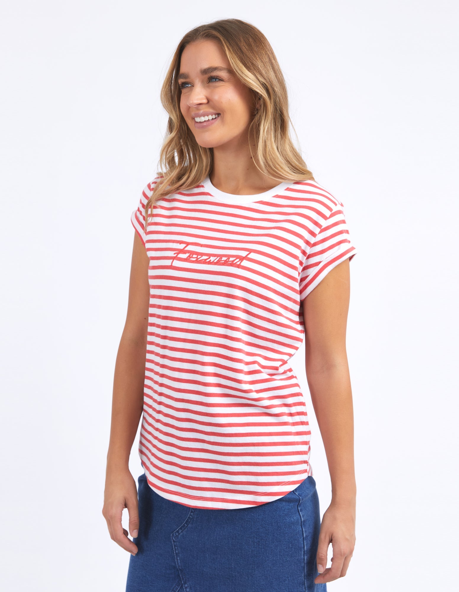 Signature Stripe Tee - Cayenne/White Stripe