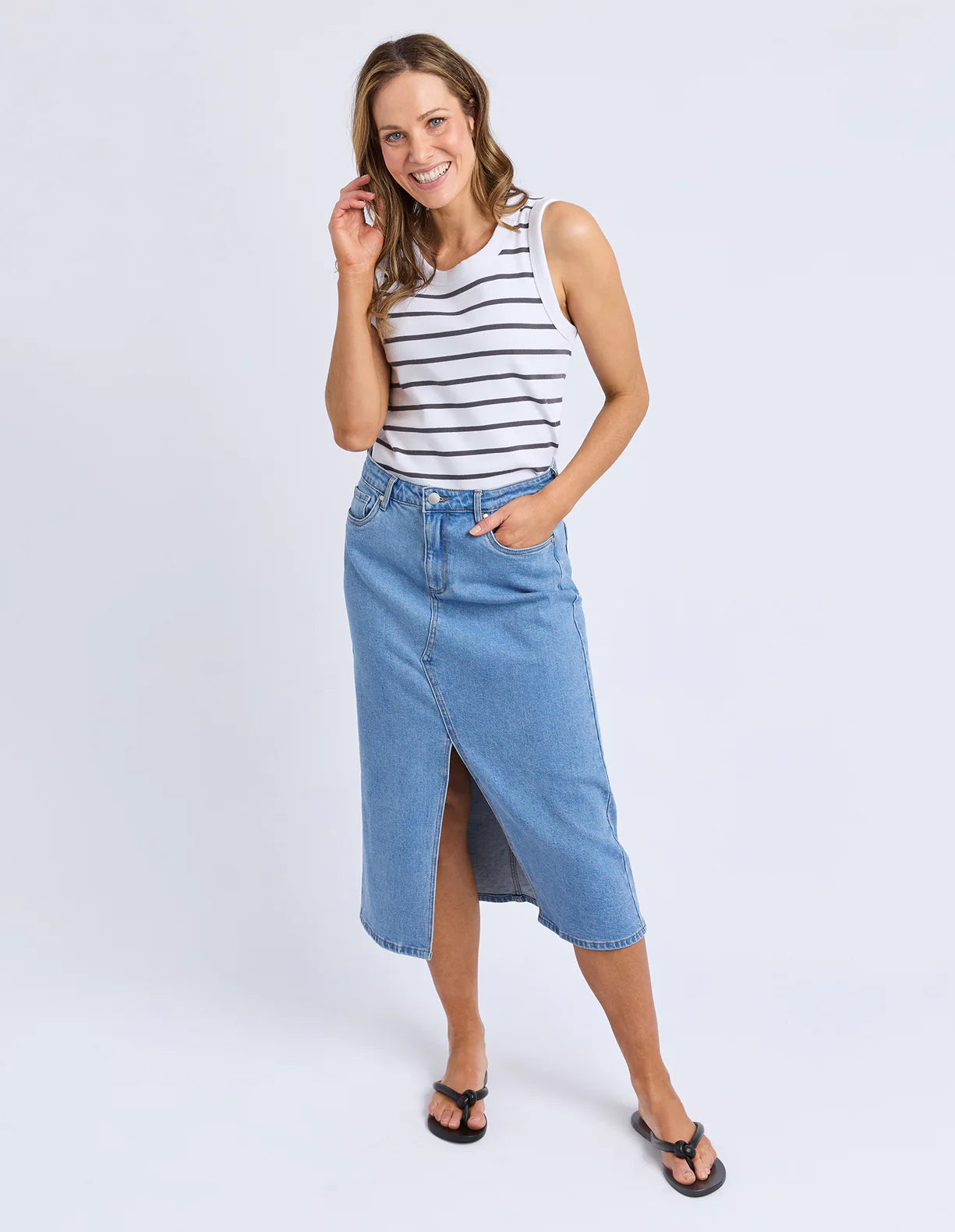 Iris Stripe Tank -Tank White & Charcoal