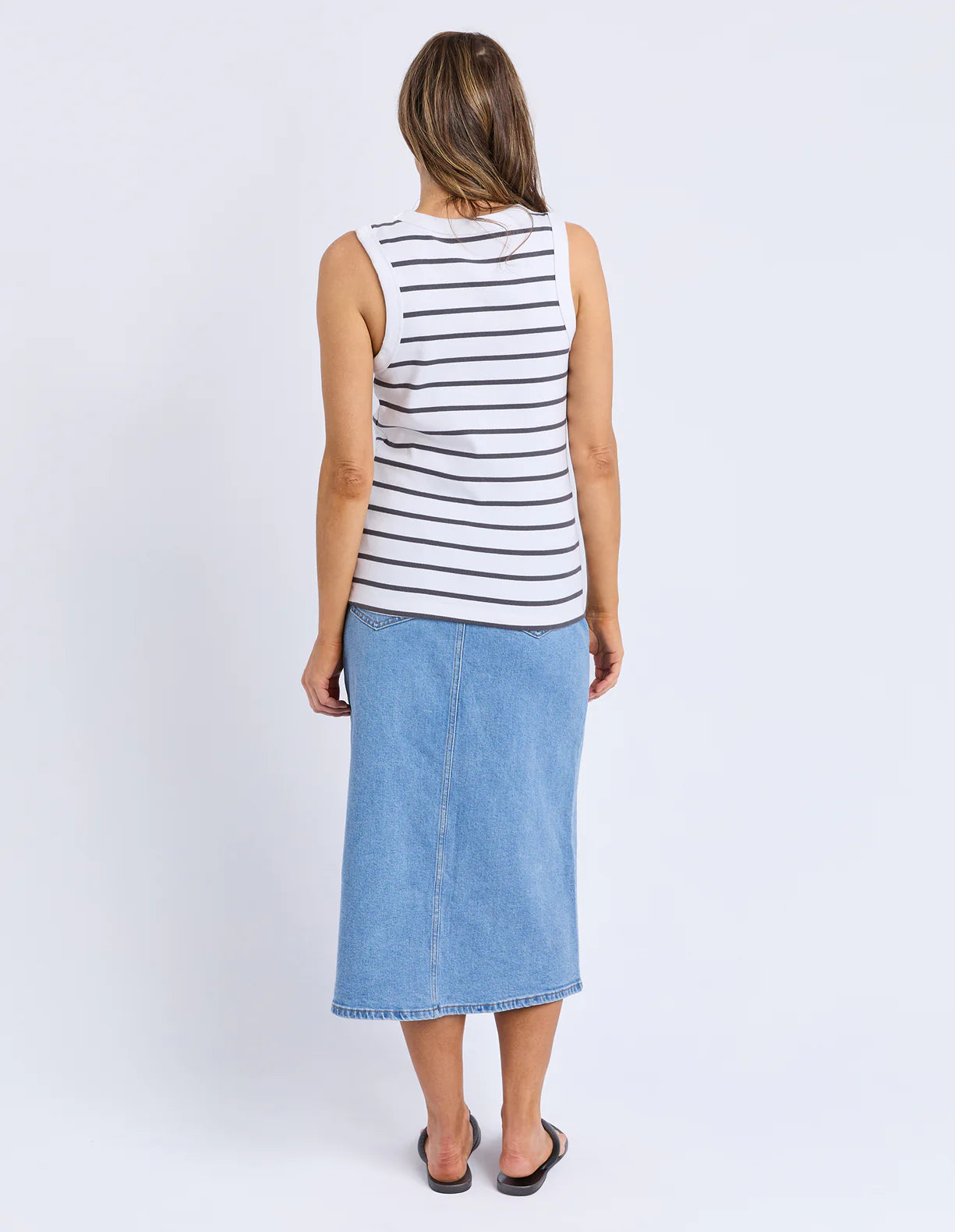 Iris Stripe Tank -Tank White & Charcoal