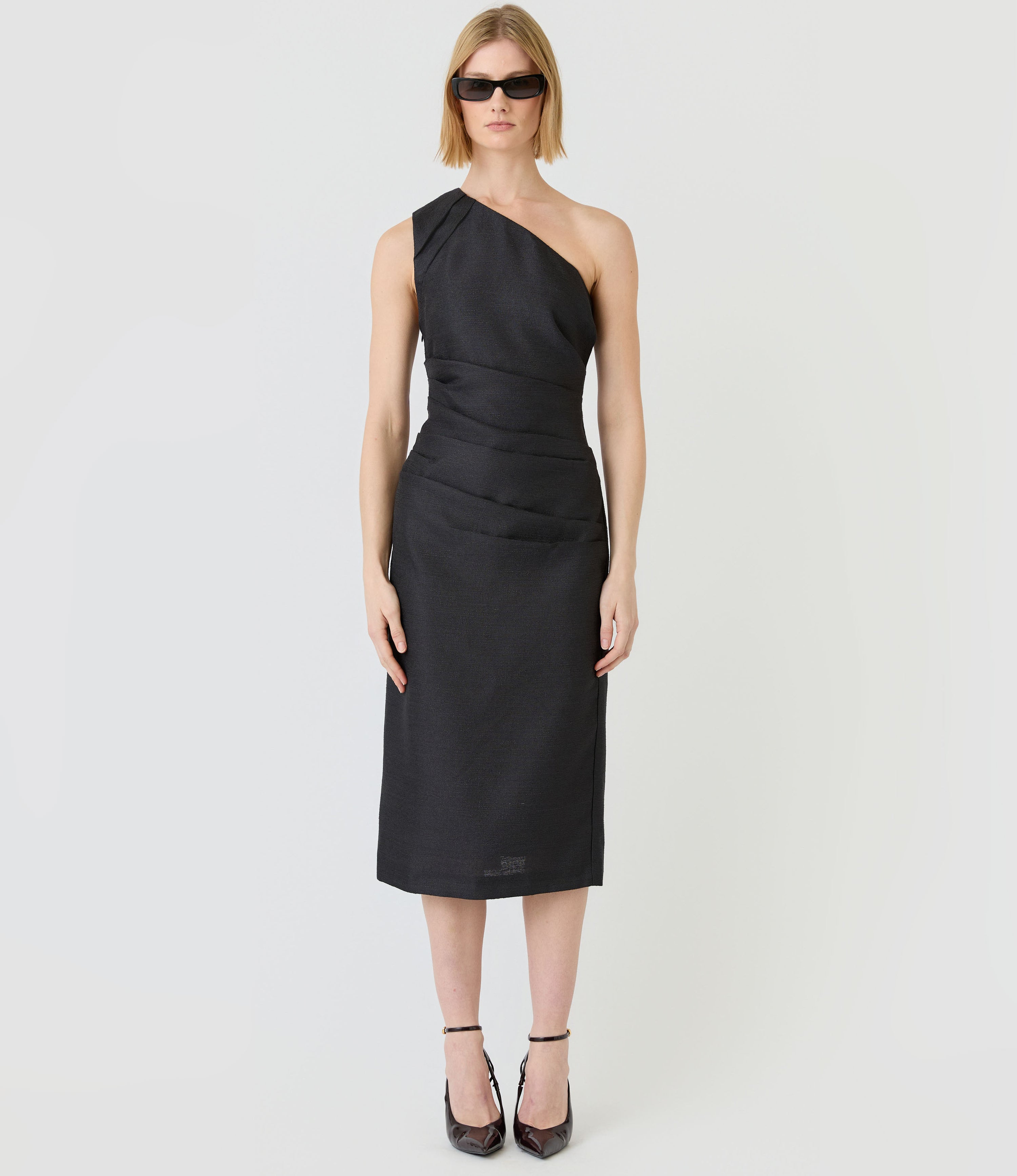 Affinity One Shoulder Midi Dress- Affinity