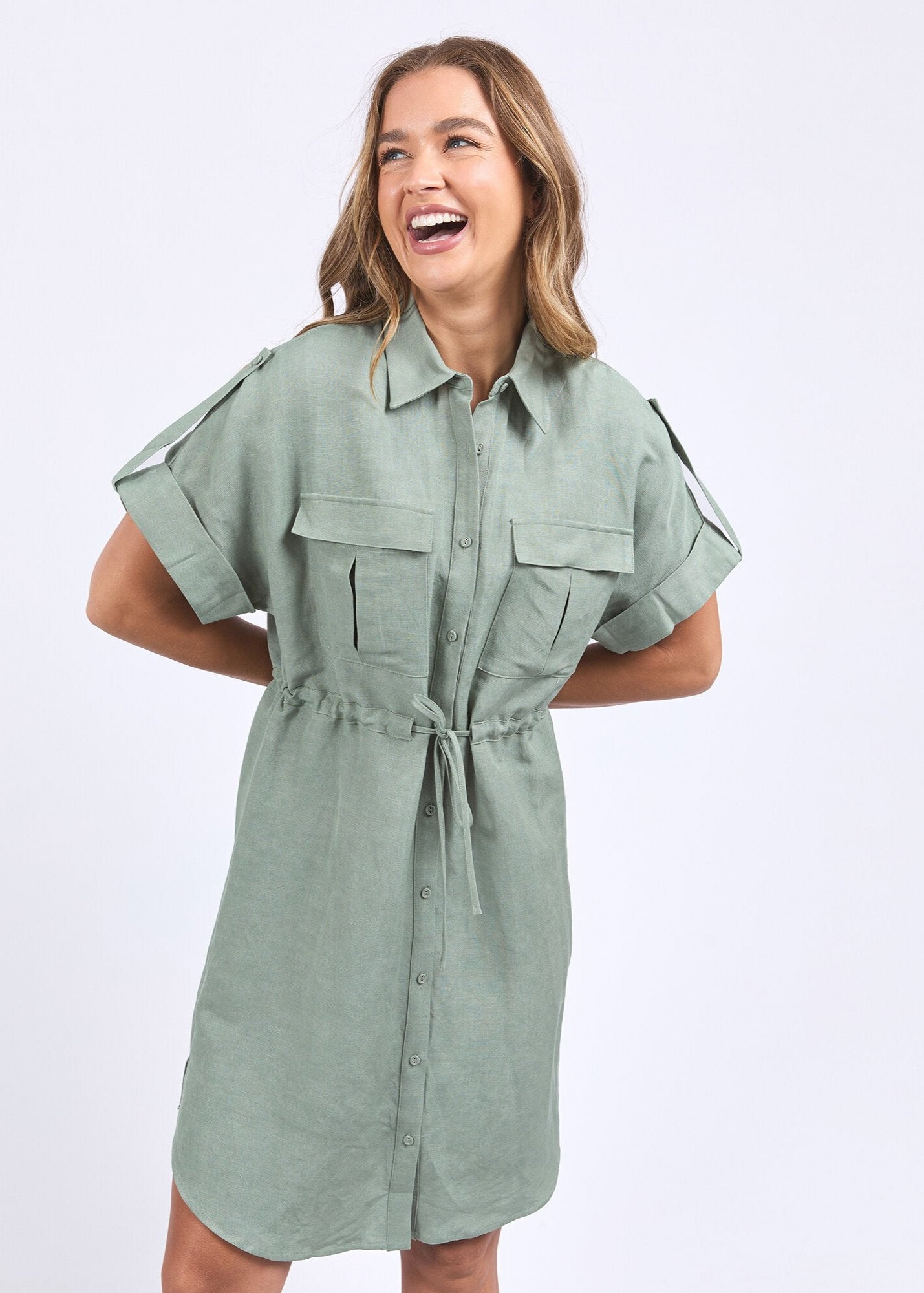 Willow Shirt Dress - Iceberg Green