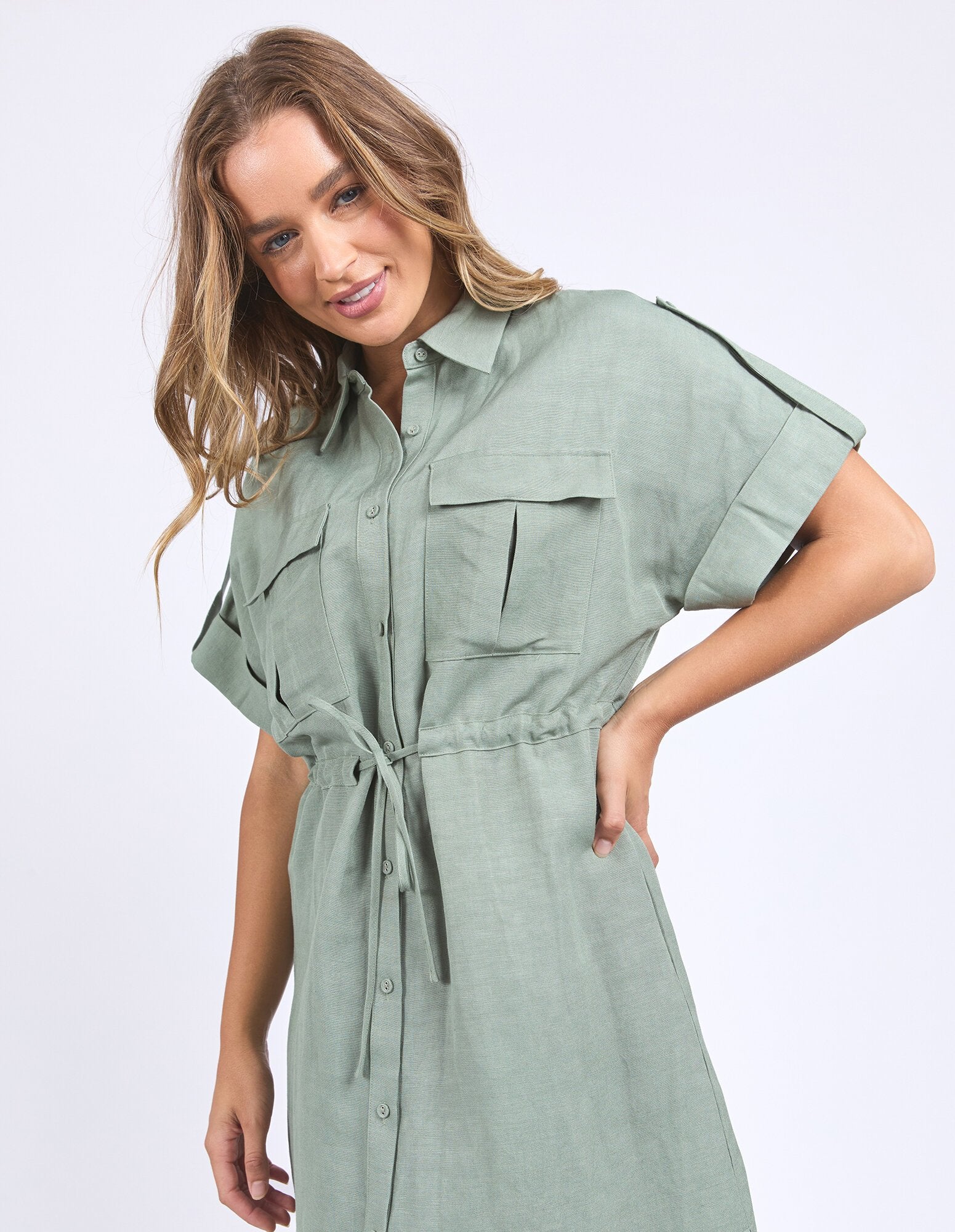 Willow Shirt Dress - Iceberg Green