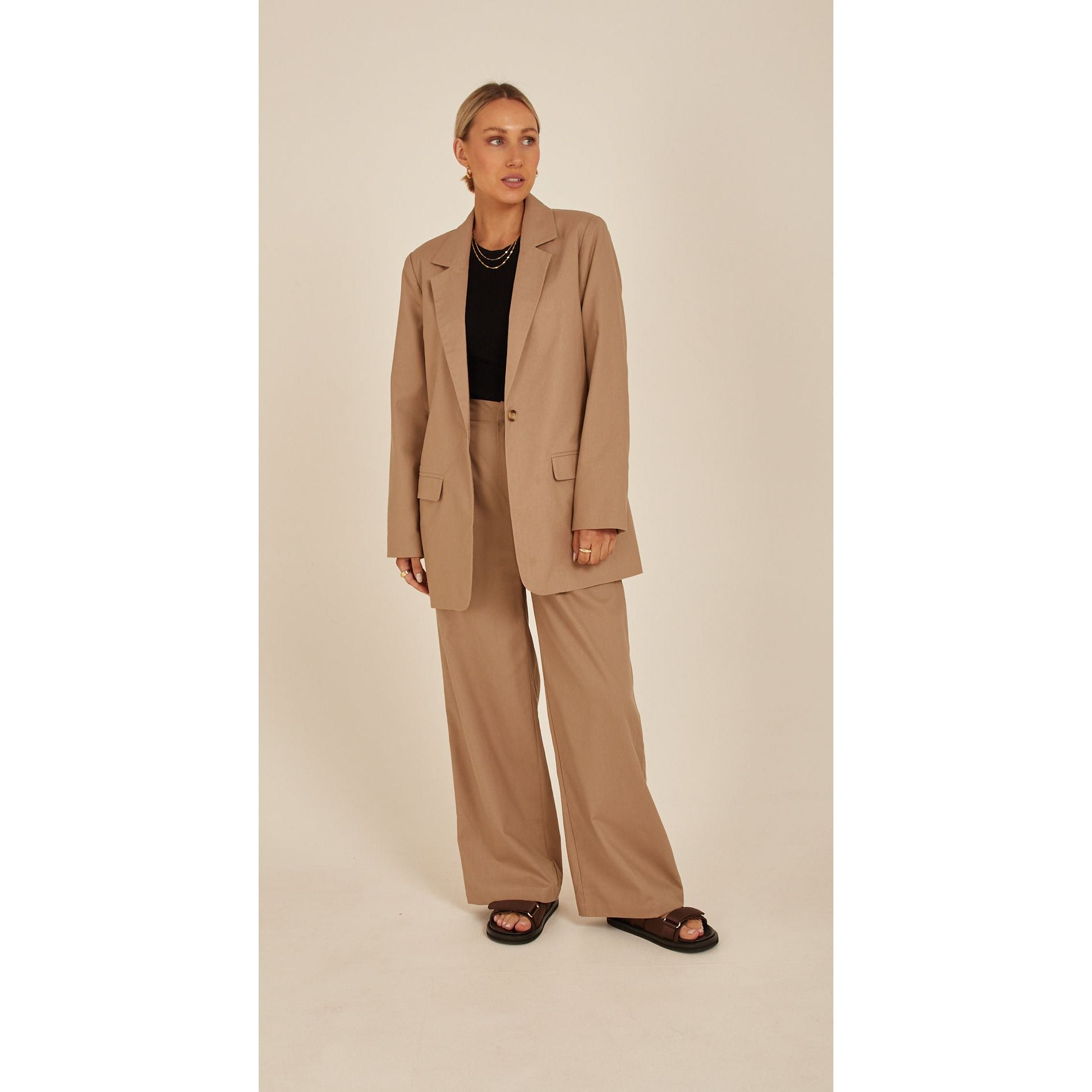 Carrie Linen Blend Blazer Camel