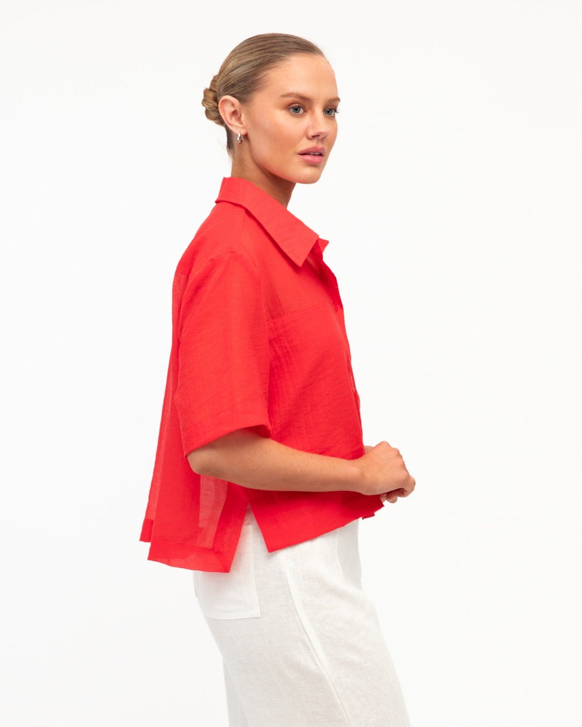 Patch Detail Shirt - Red, back view