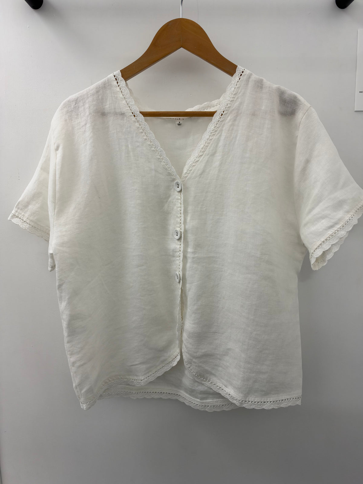 Little Lies Dominique Linen Top in White