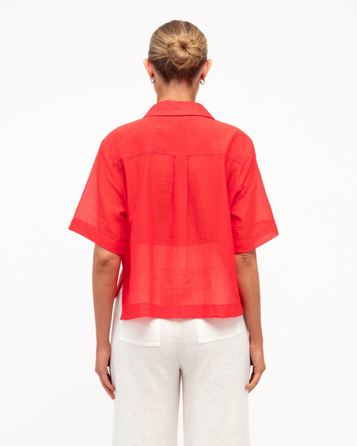 Patch Detail Shirt - Red, styled look