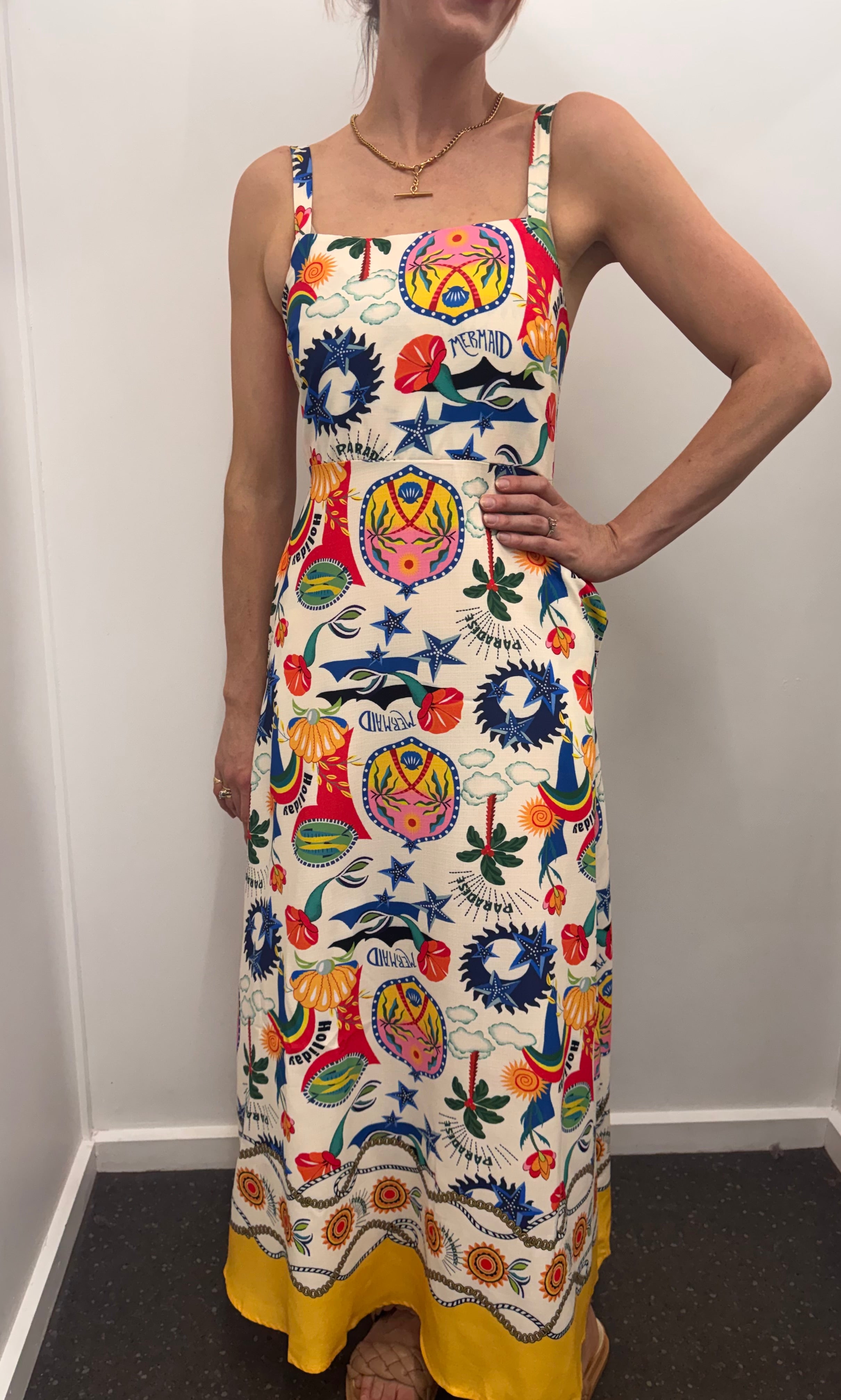 Holiday border midi dress - Print