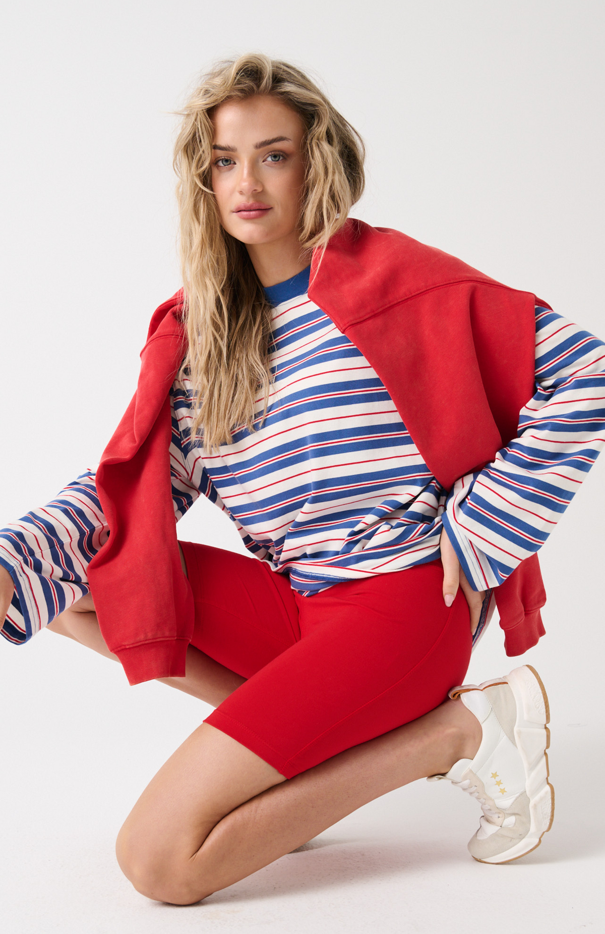 Carter Long Sleeve - Red/Slate Stripe - image 1