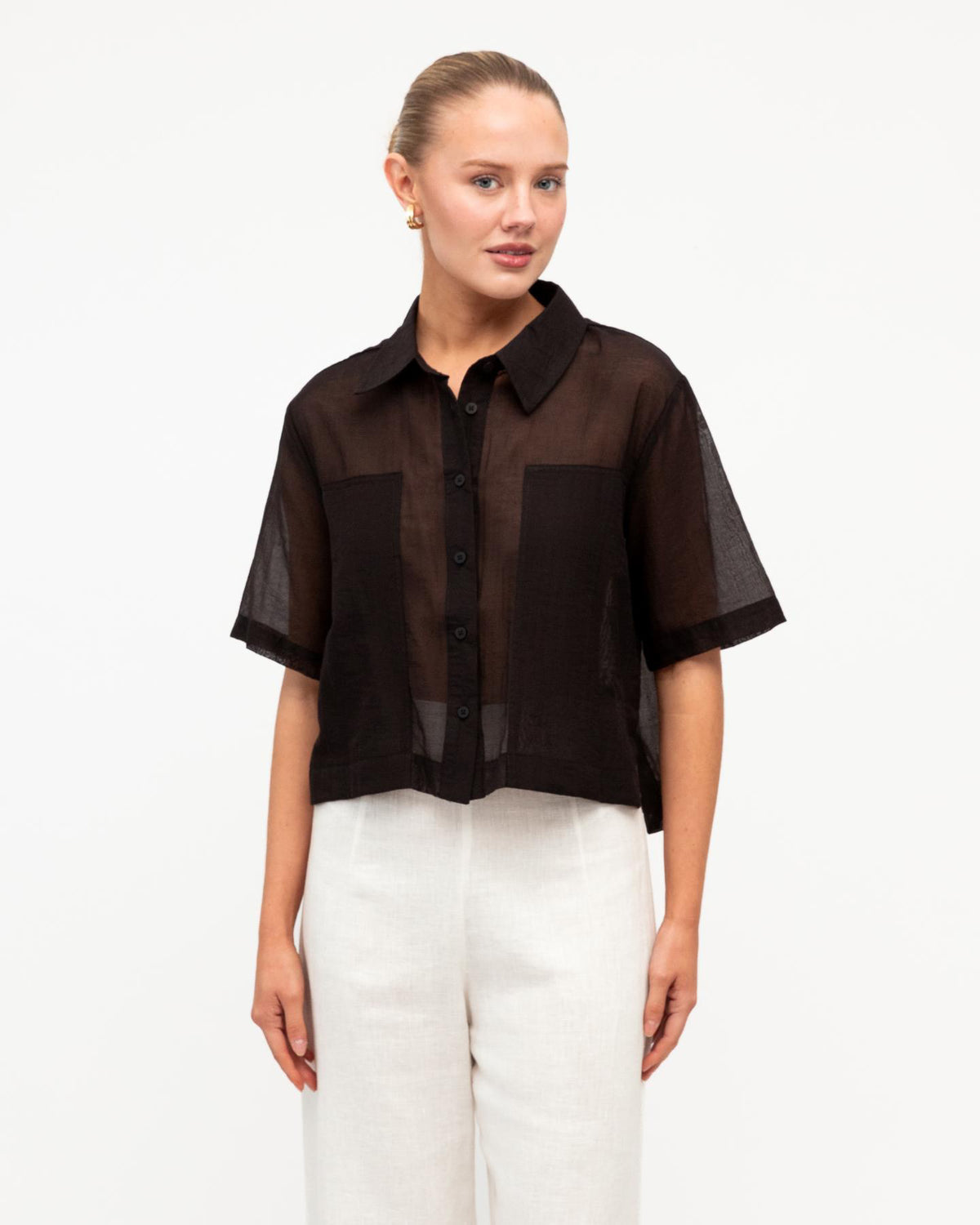 Patch Detail Shirt - Black