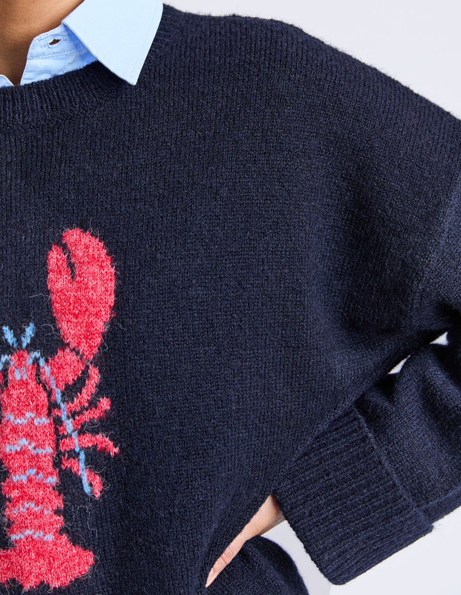 Lobster Intarsia Knit - Classic Navy