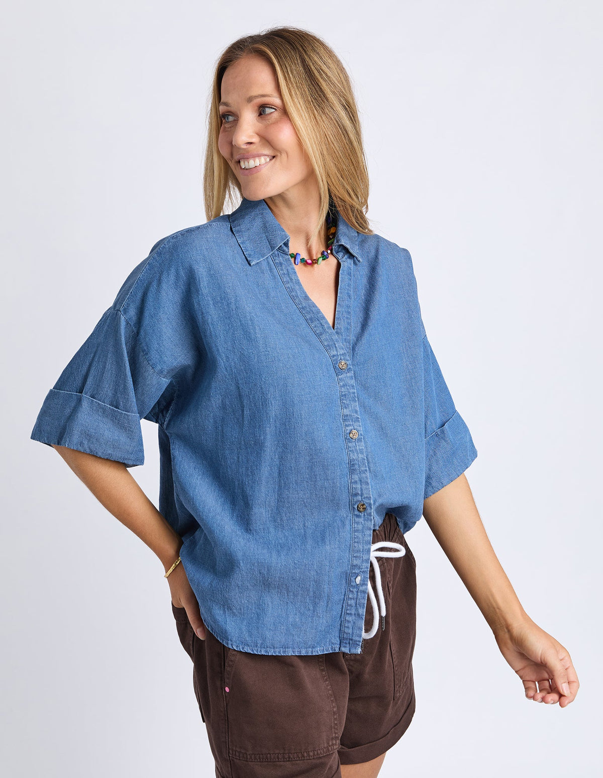 Elm Riley Lyocell Shirt - Chambray Blue, view 4