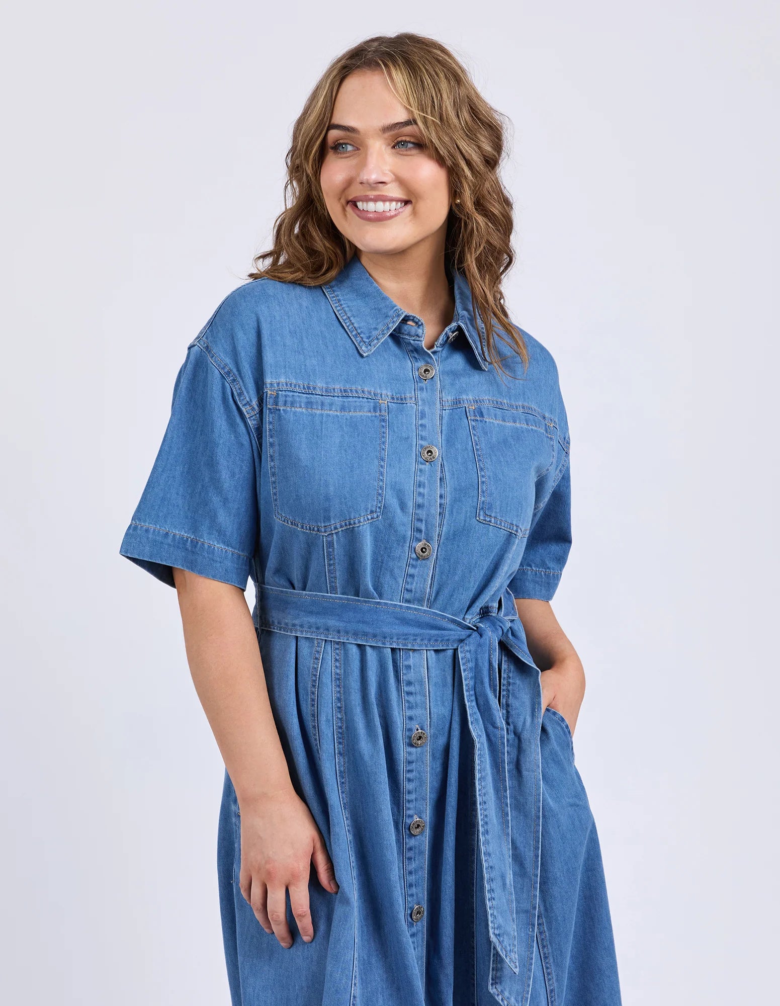 River Denim Dress - Mid Blue Wash