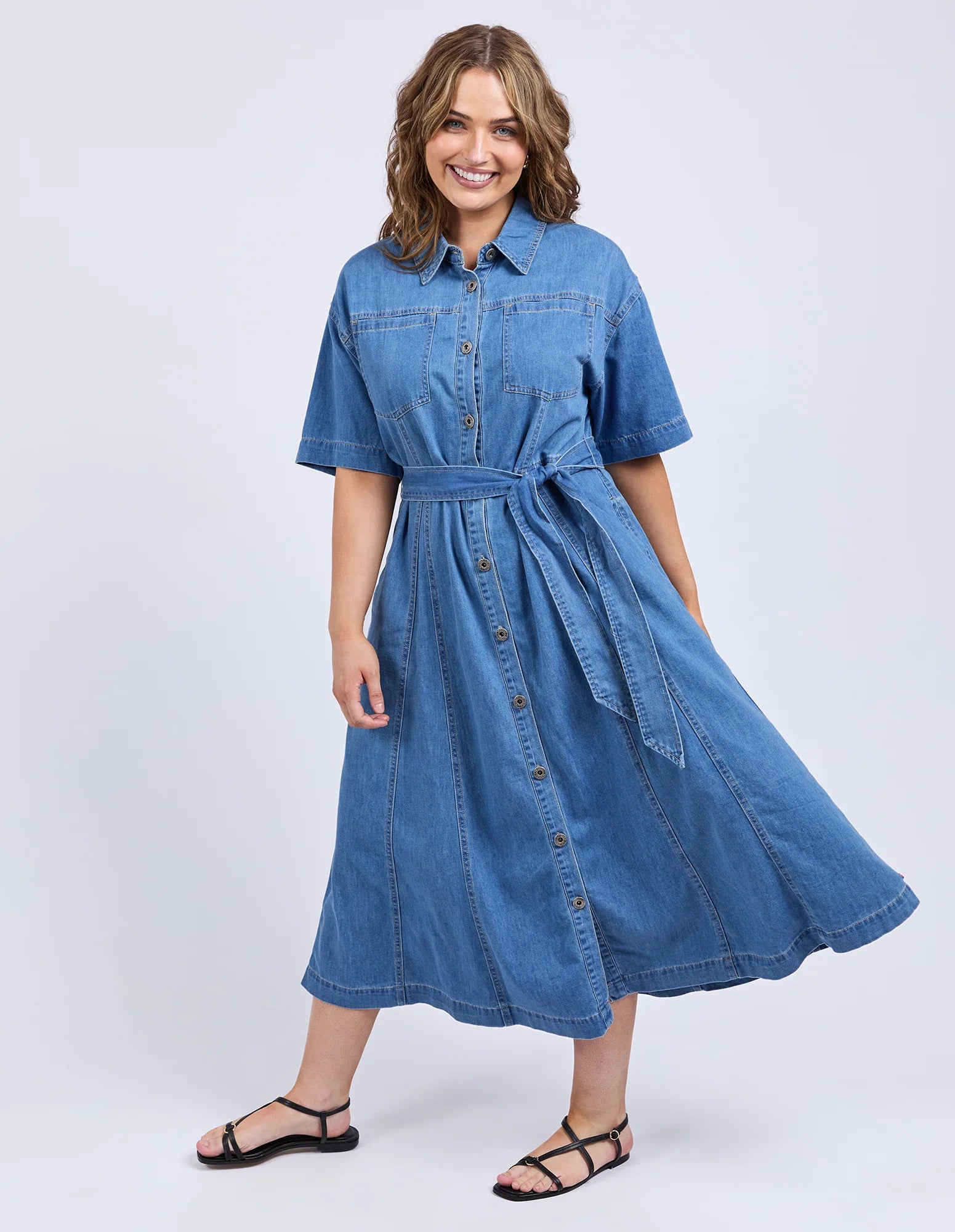 River Denim Dress - Mid Blue Wash