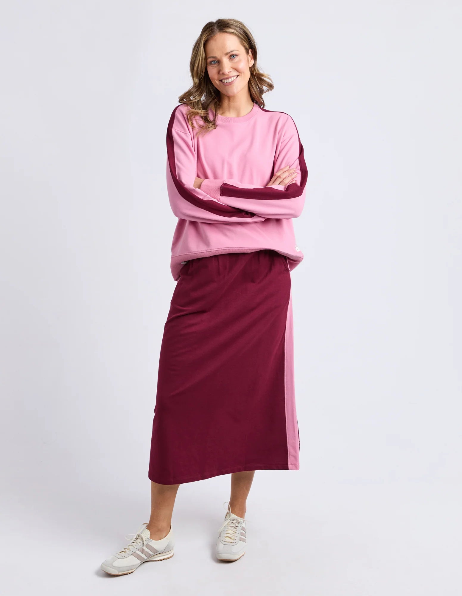 Sloane Fleece Crew- Quartz Pnk/Plum Trim