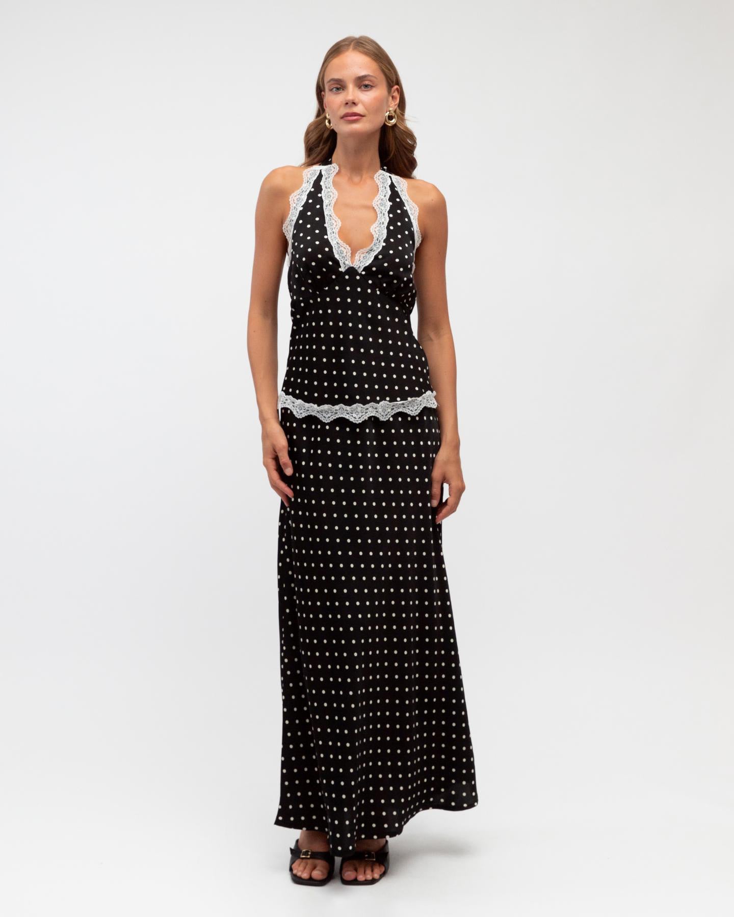 Nora Polka Dot Skirt - Black Cream