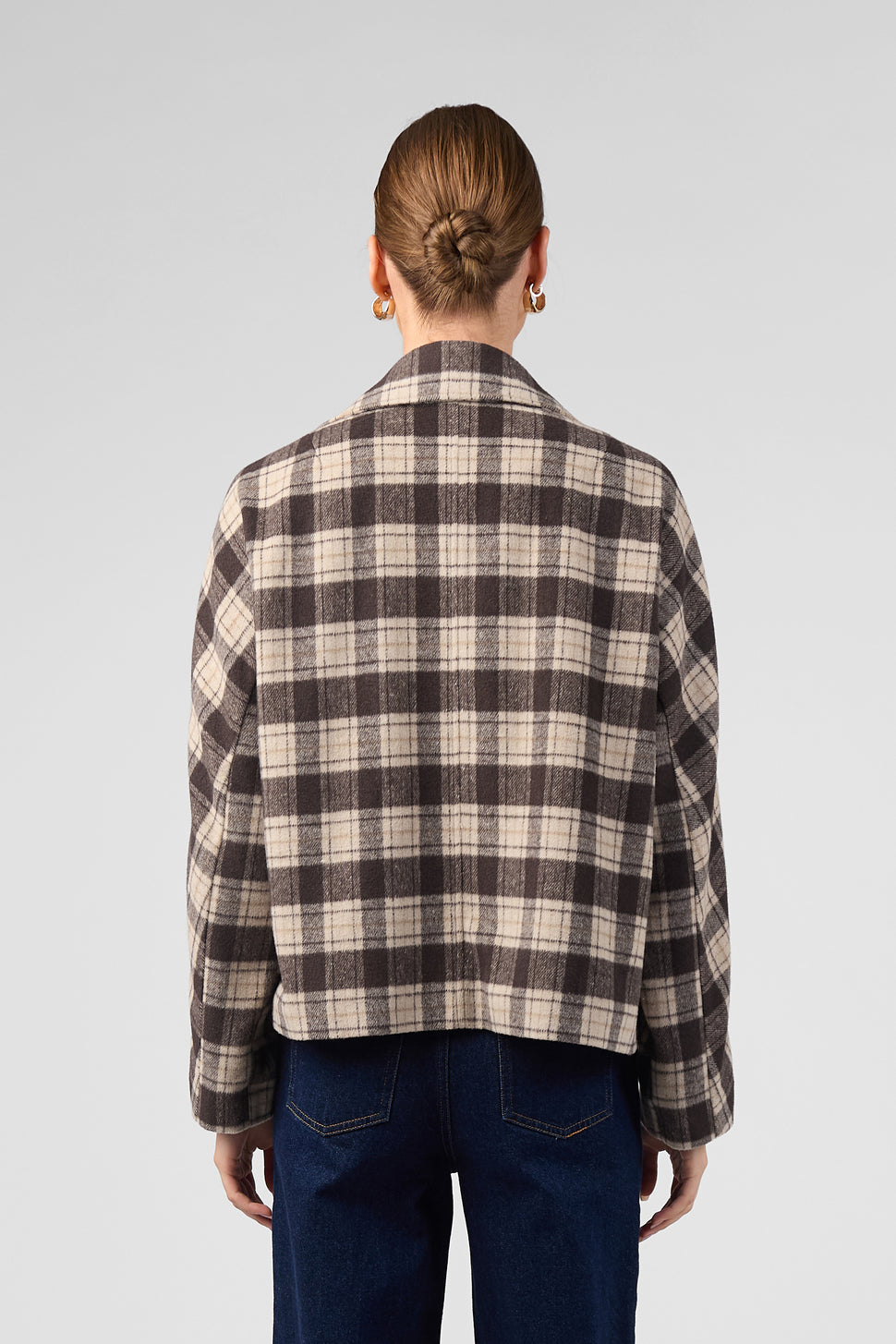 Plaid Short Jacket - Brown