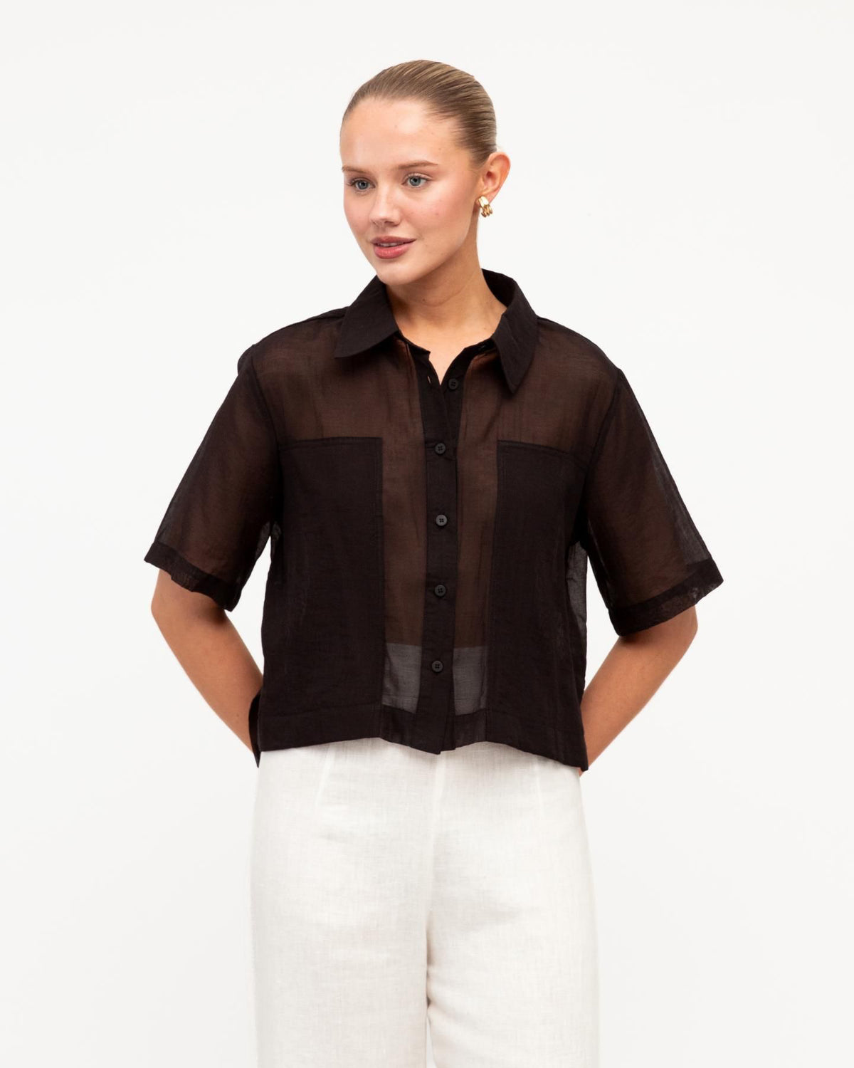 Patch Detail Shirt - Black