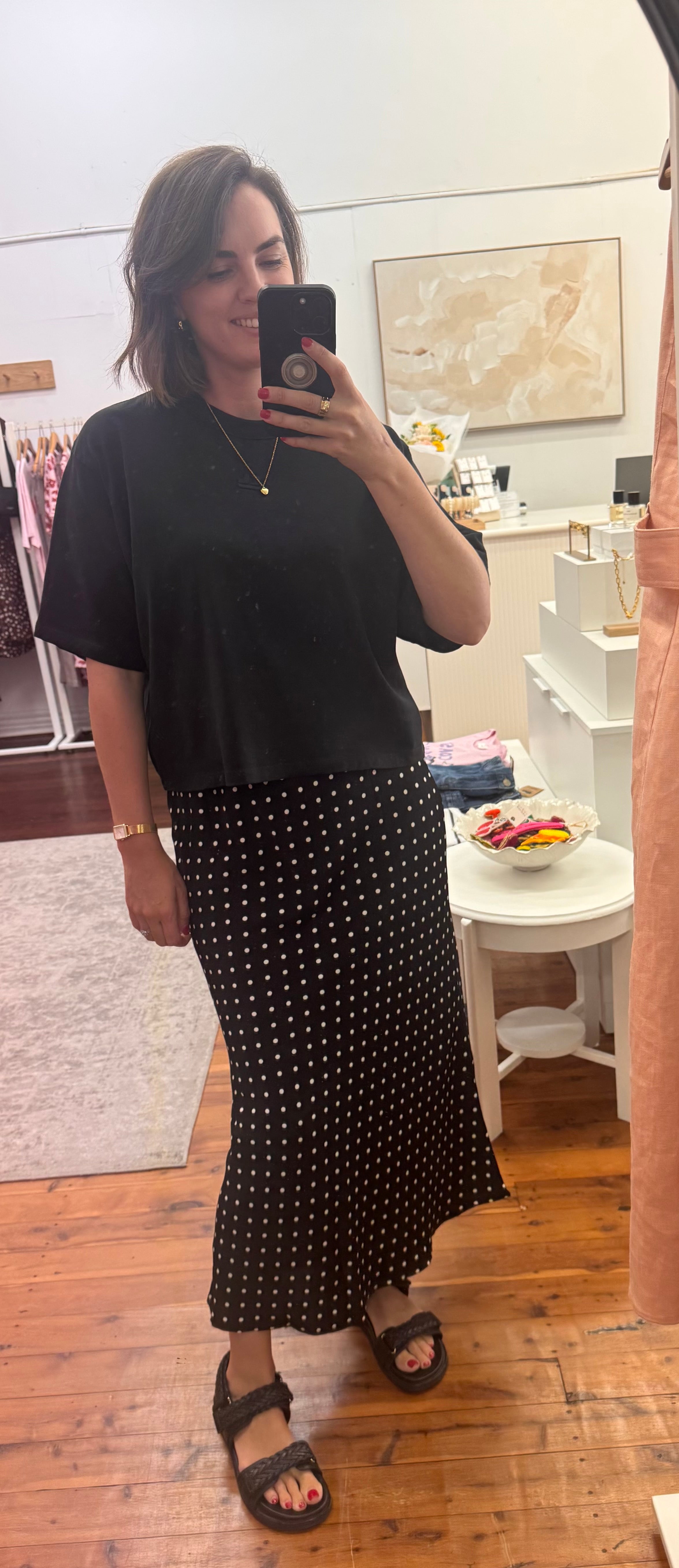 Nora Polka Dot Skirt - Black Cream