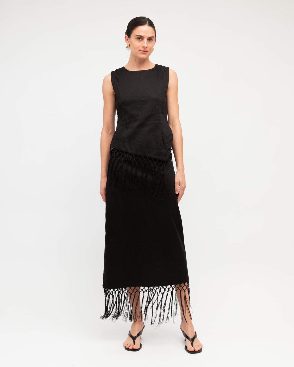 Anna Fringe Skirt - Black