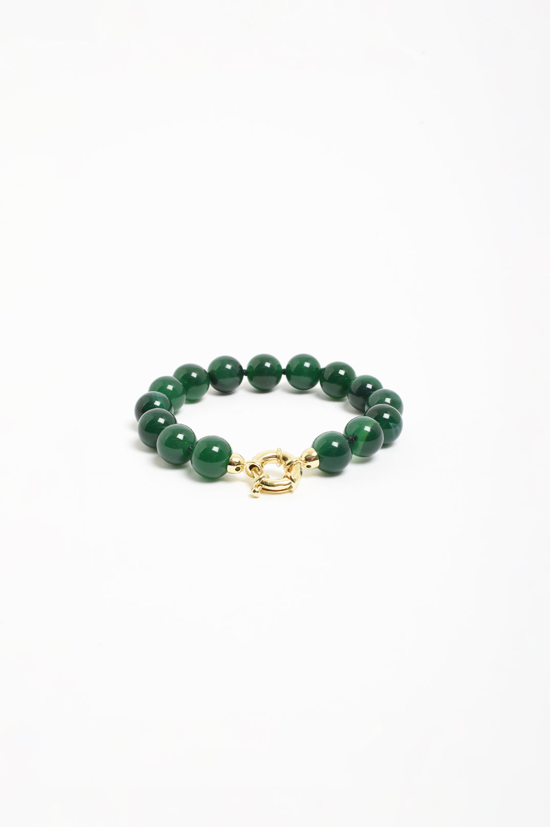 Stone Ball Bead Bracelet - Green/Gold