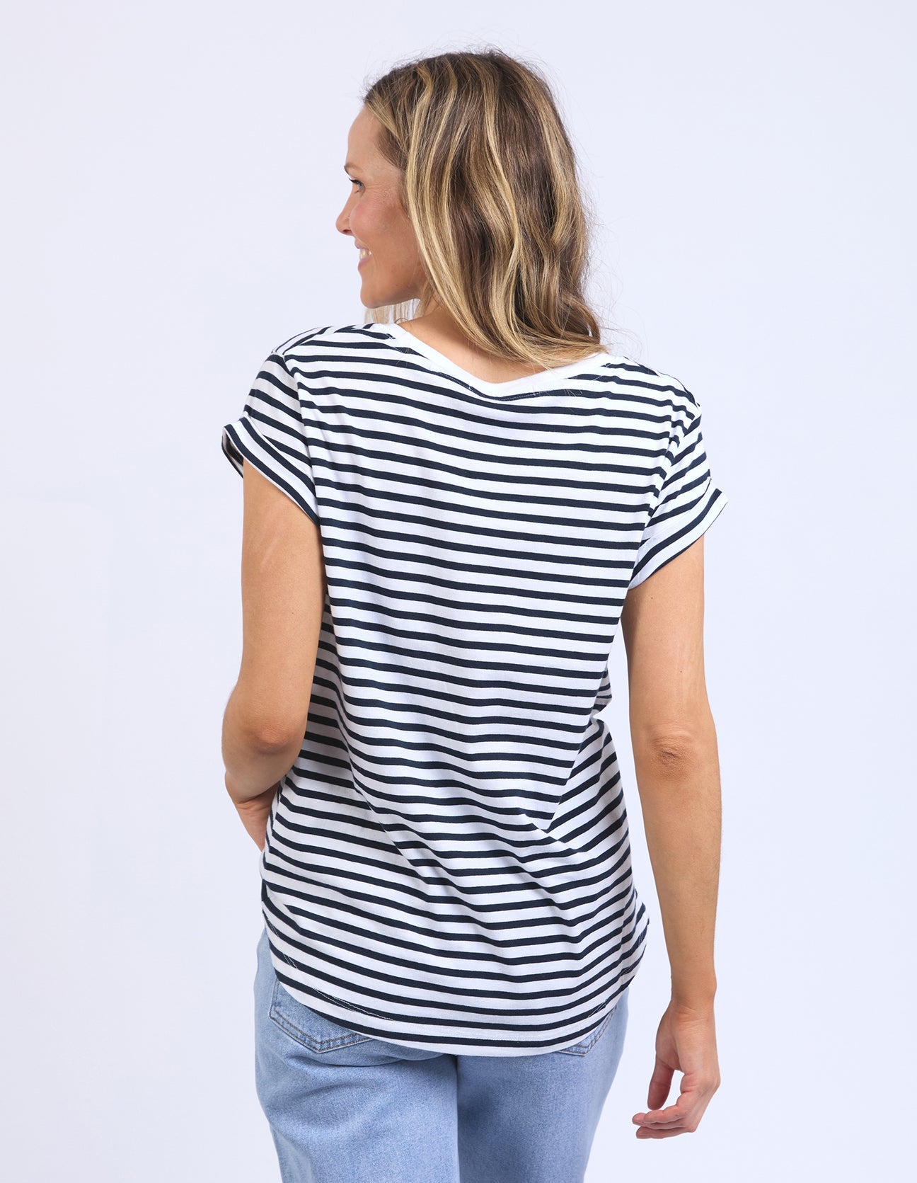 Signature Stripe Tee - Dark Sapphire/White