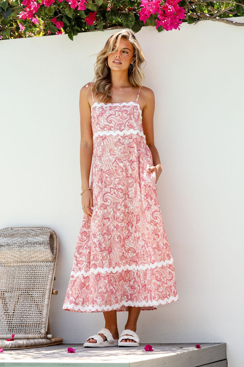 Ric Rac Paisley Dress - Pink