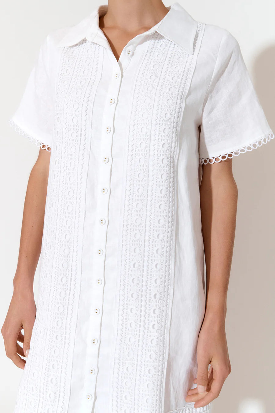 Vanessa Lace Panel Dress - White