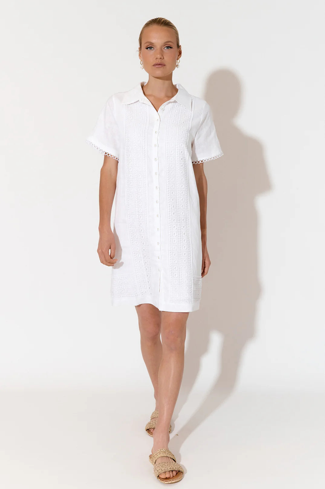 Vanessa Lace Panel Dress - White