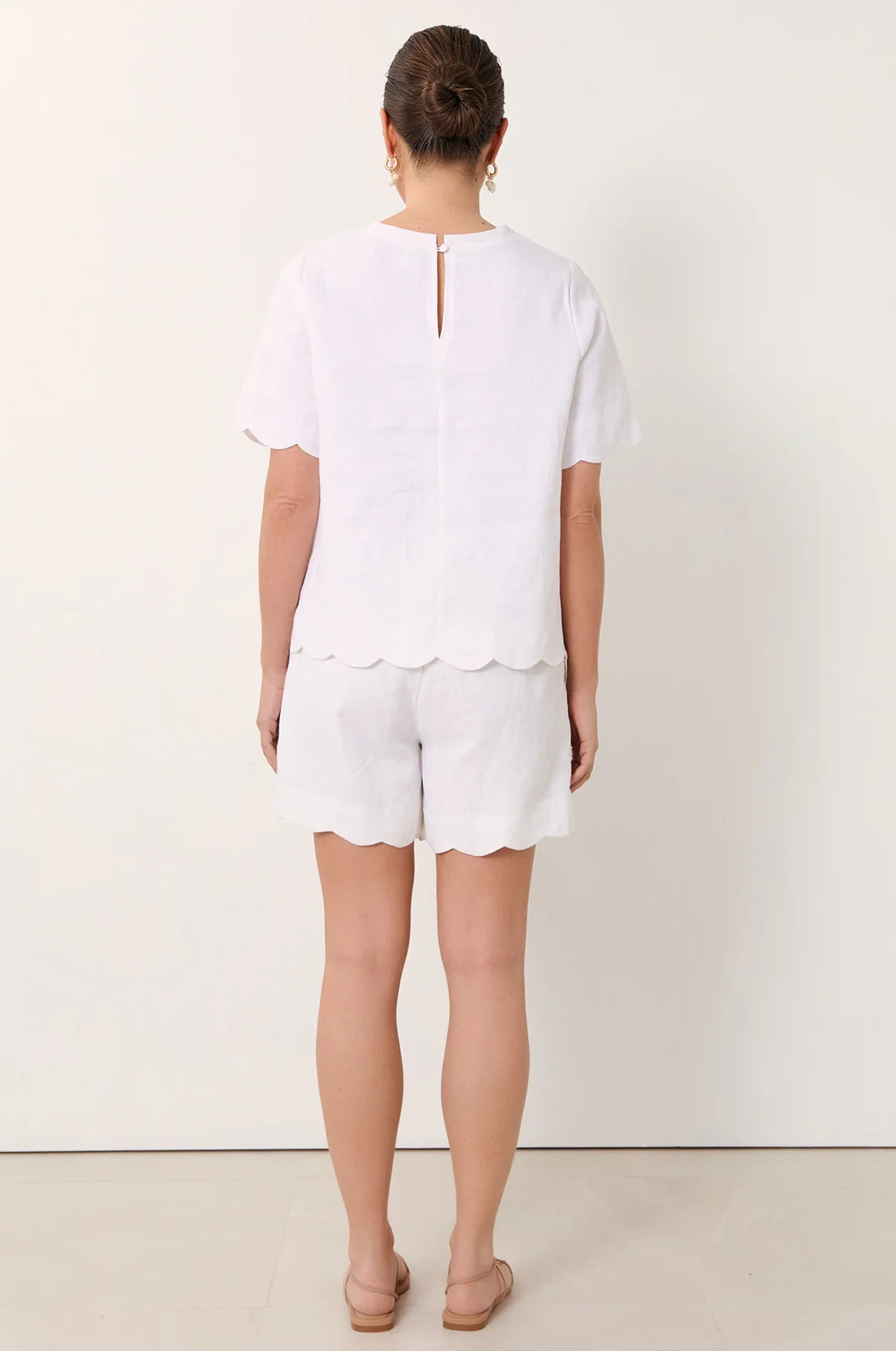 Arden Scalloped Hem Top - White