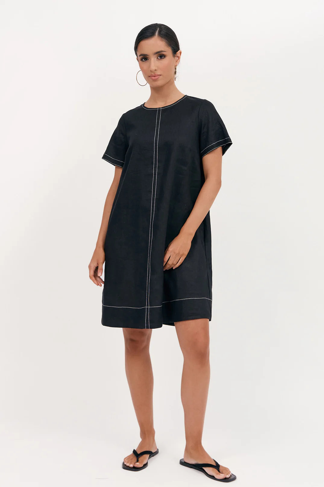 Lexi Contrast Stitch Dress - Black