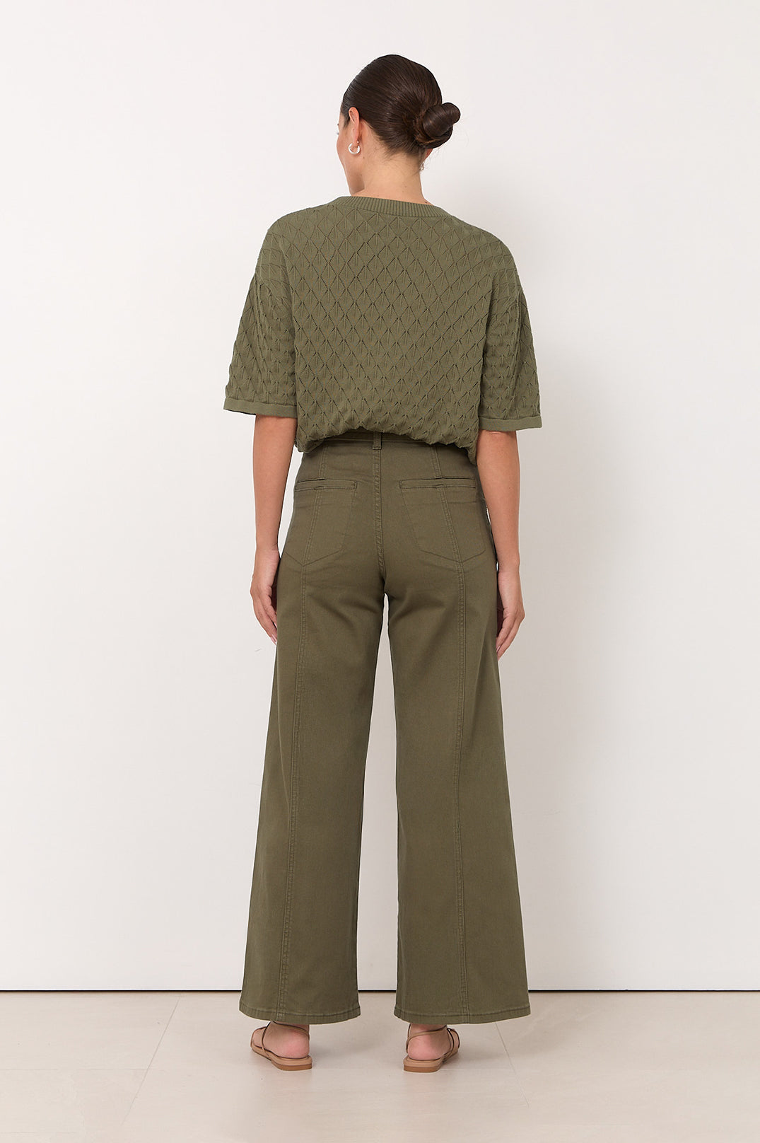 Adele Wide Leg Jean - Khaki