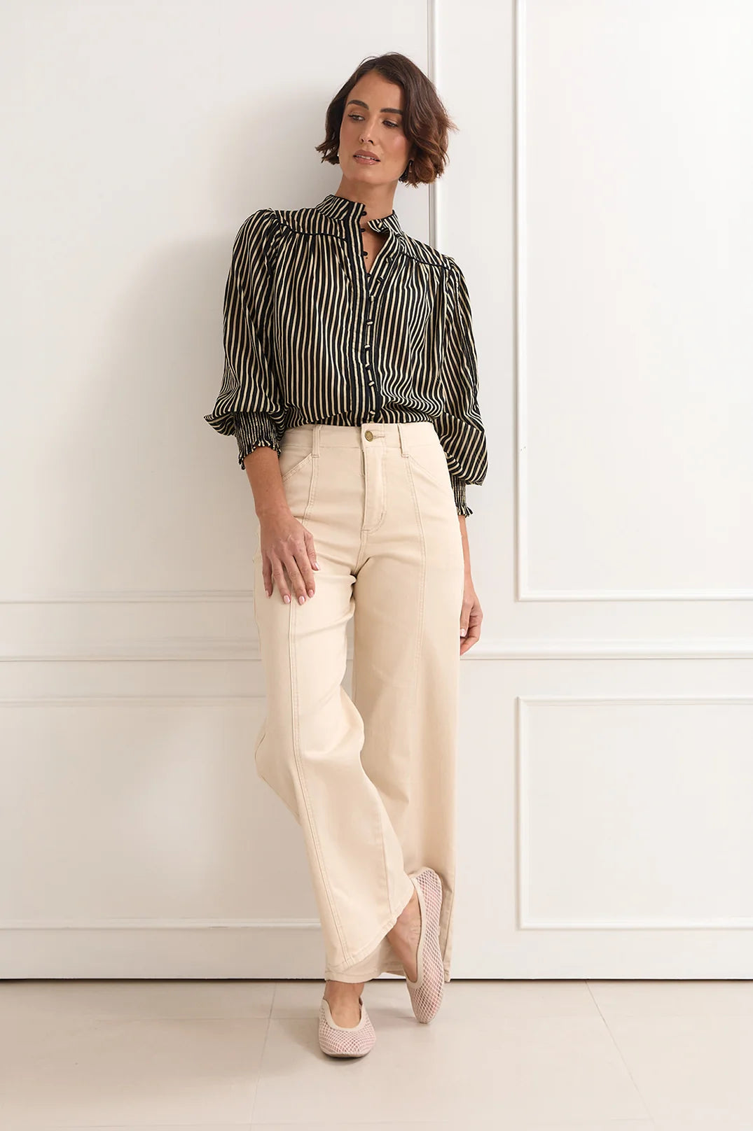 Adele Wide Leg Jean -Stone