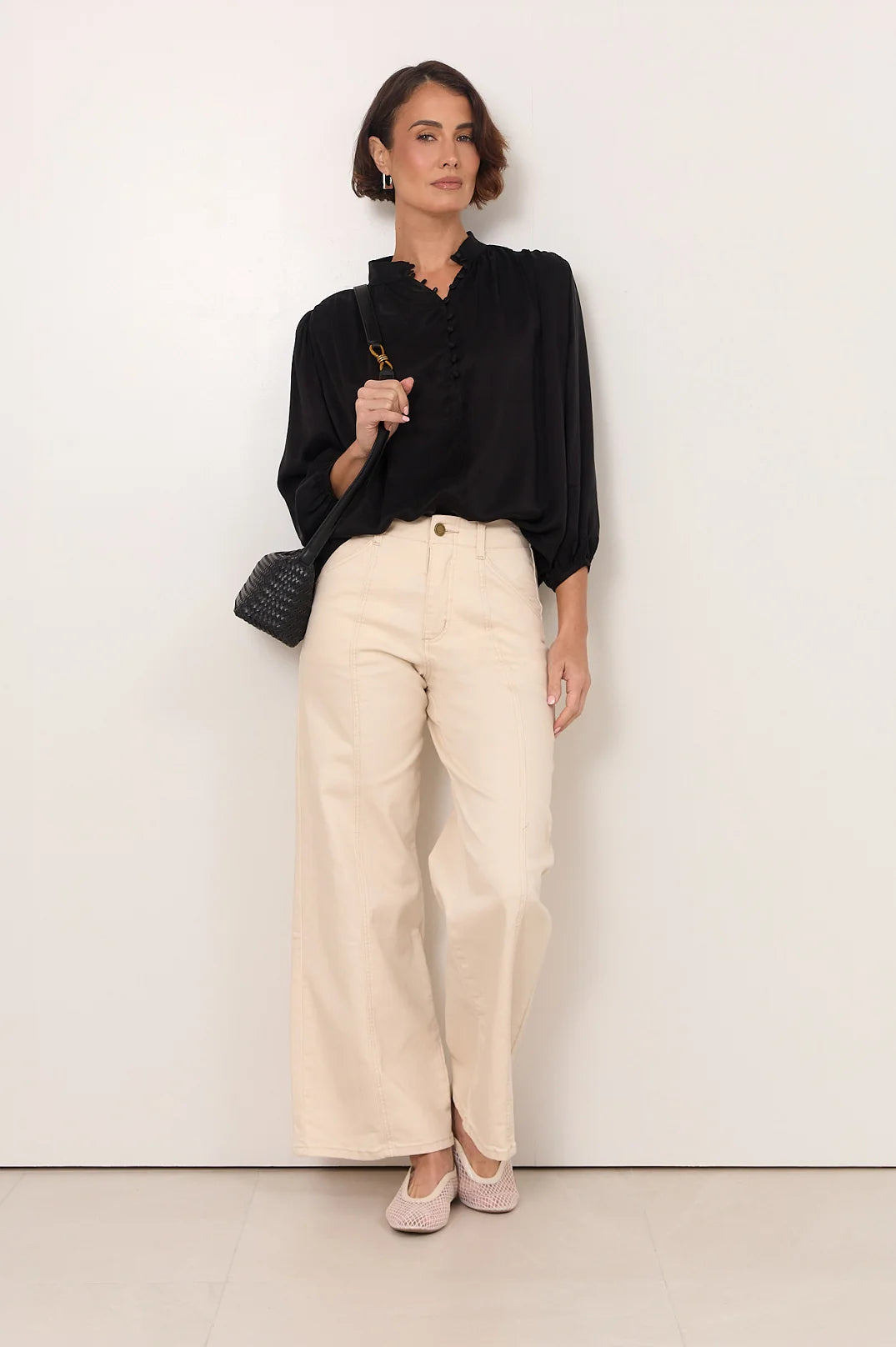 Adele Wide Leg Jean -Stone