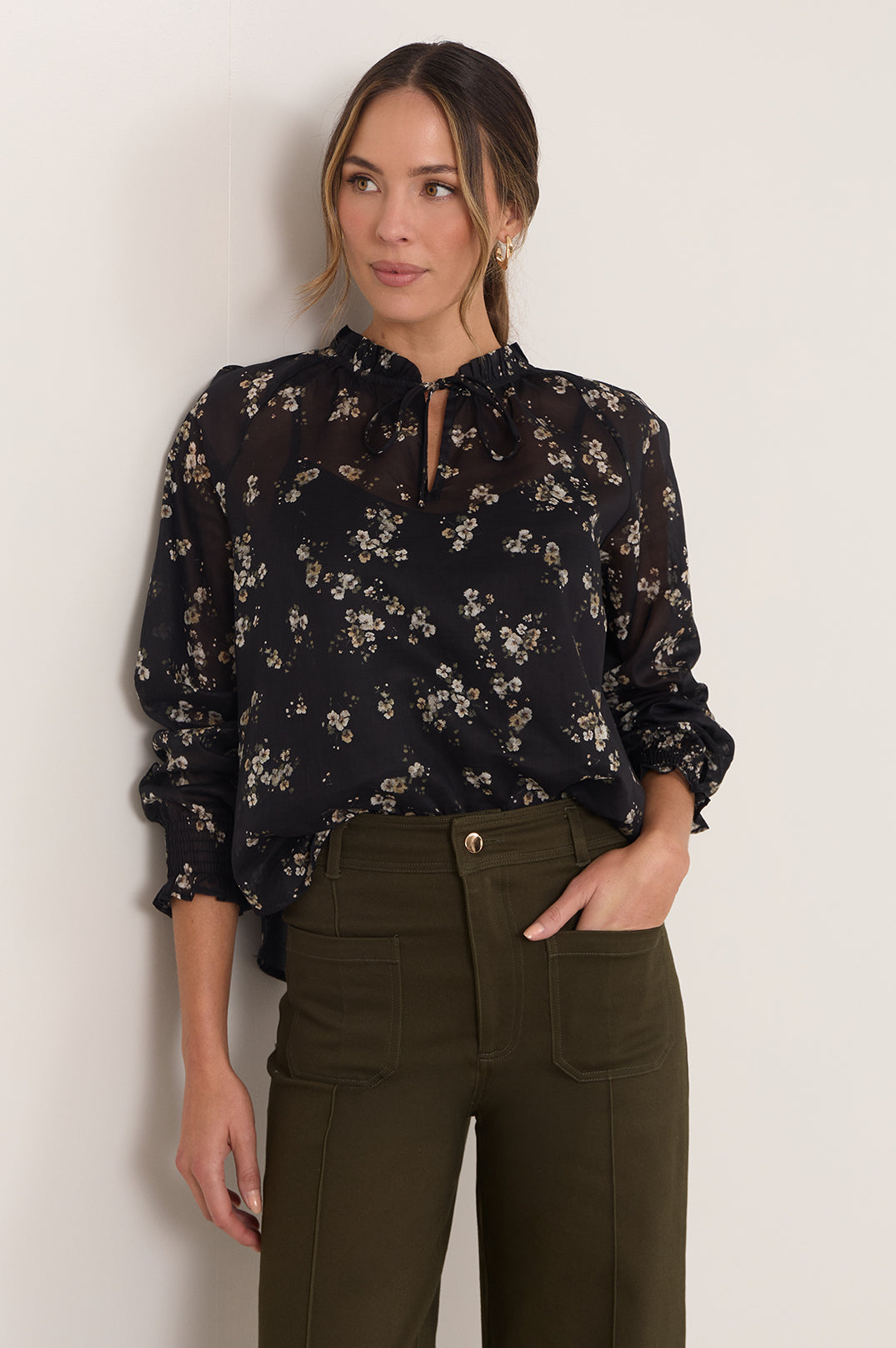 Adorne Adelaide Long Sleeve Top in Print, back view