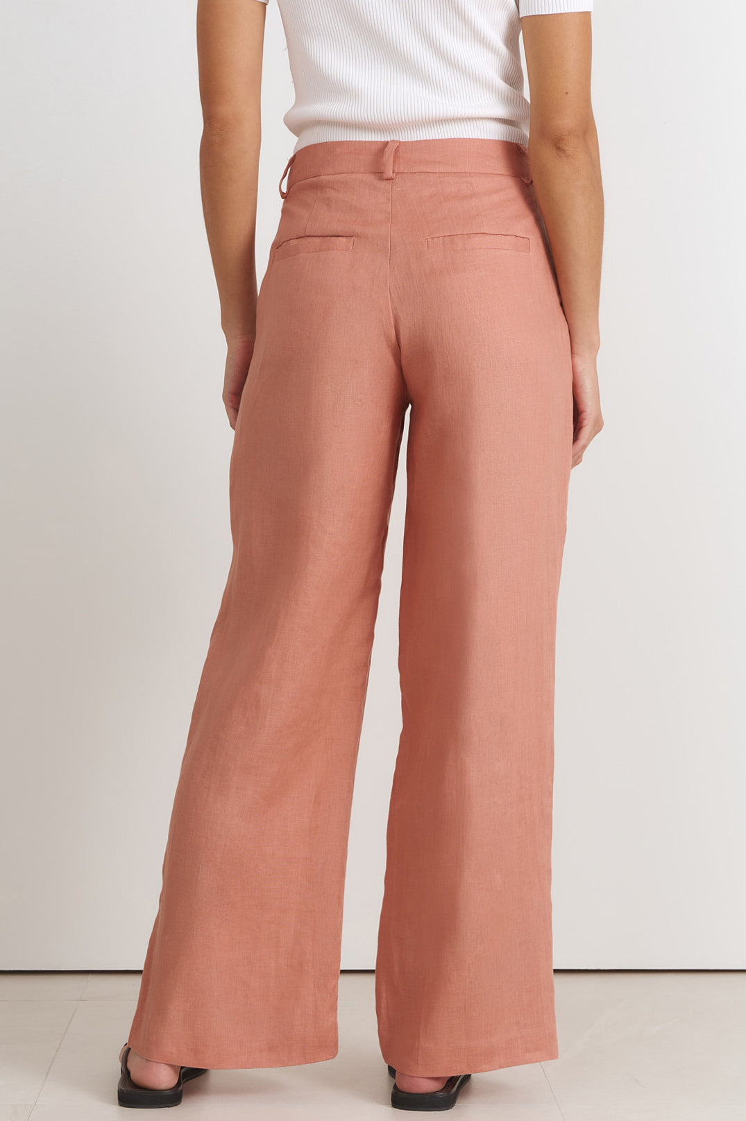 Adorne Easton Side Split Linen Pant - Spice, view 3