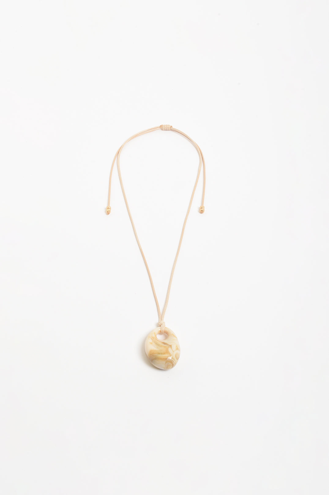 Resin Pendant Adjustable Leather Necklace - Camel