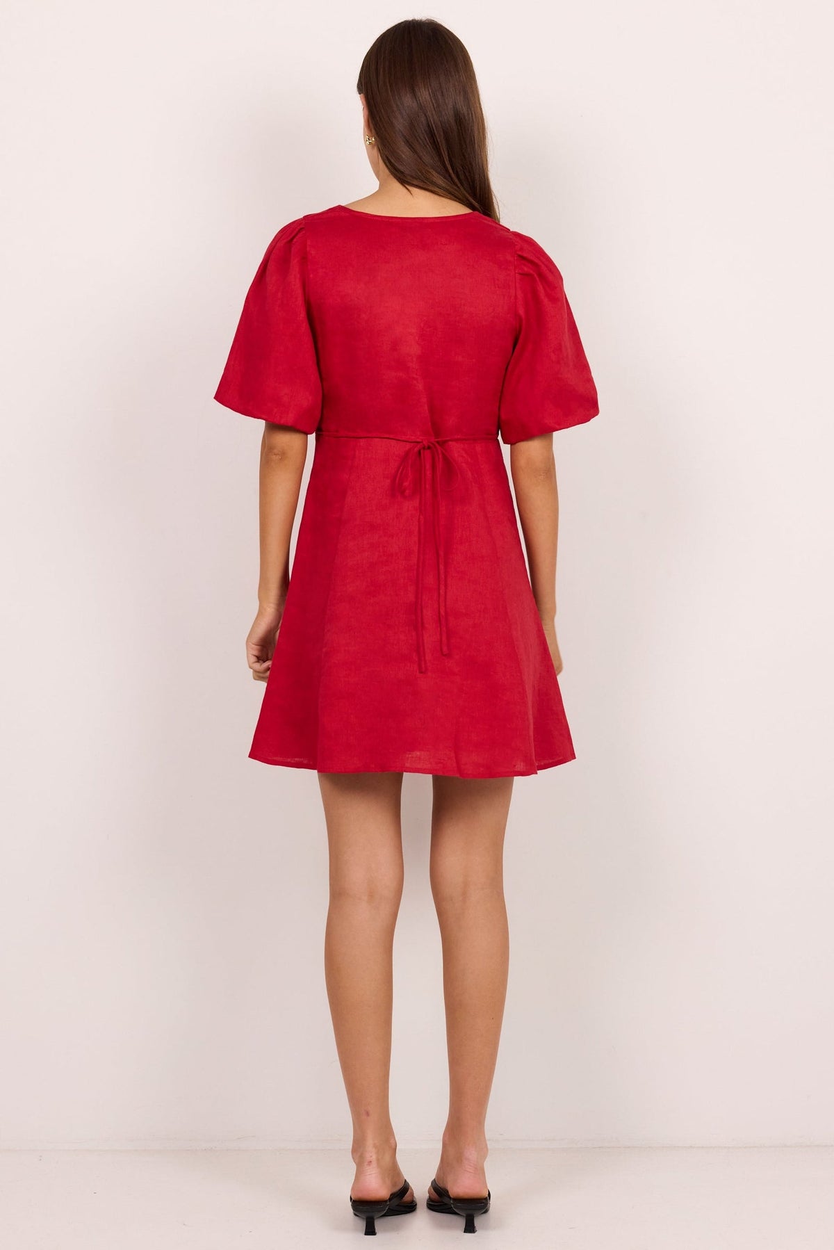 Among the Brave Adelaide Linen Mini Dress - Red, view 7