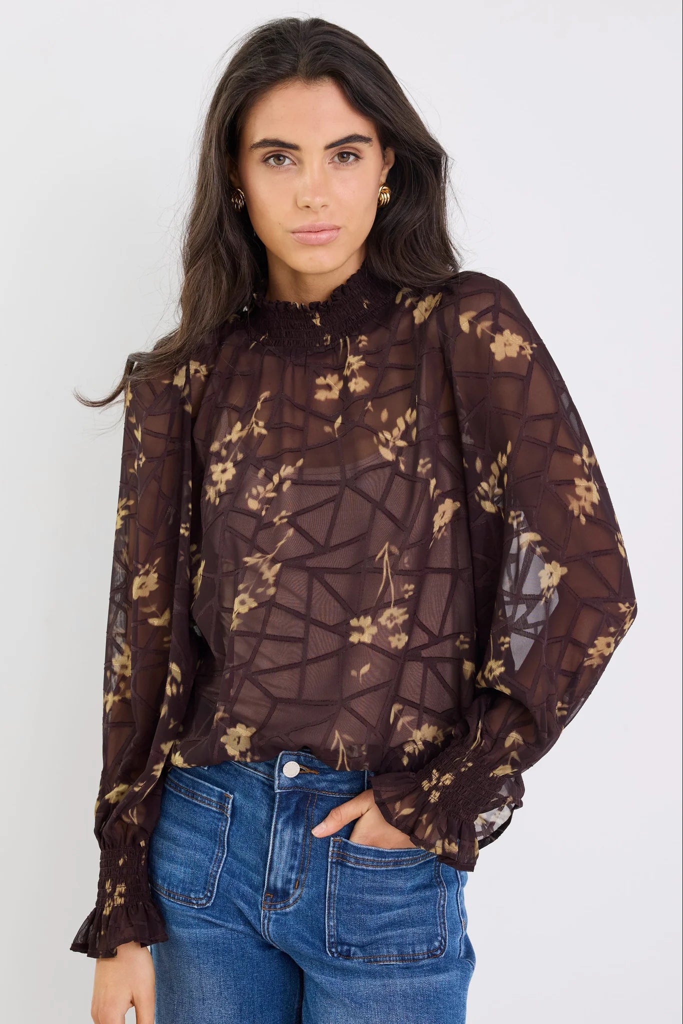 Affection Chocolate Butter  LS Top - Floral