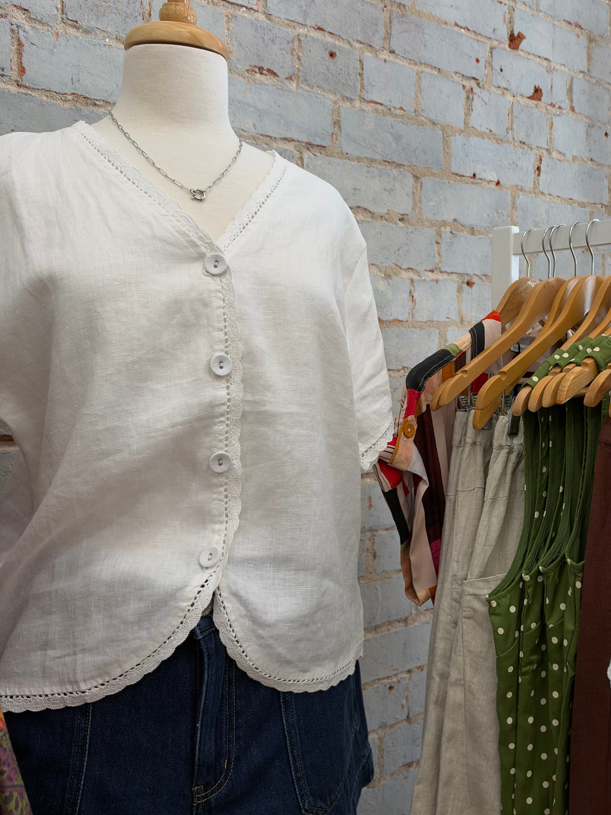 Little Lies Dominique Linen Top in White, view 2