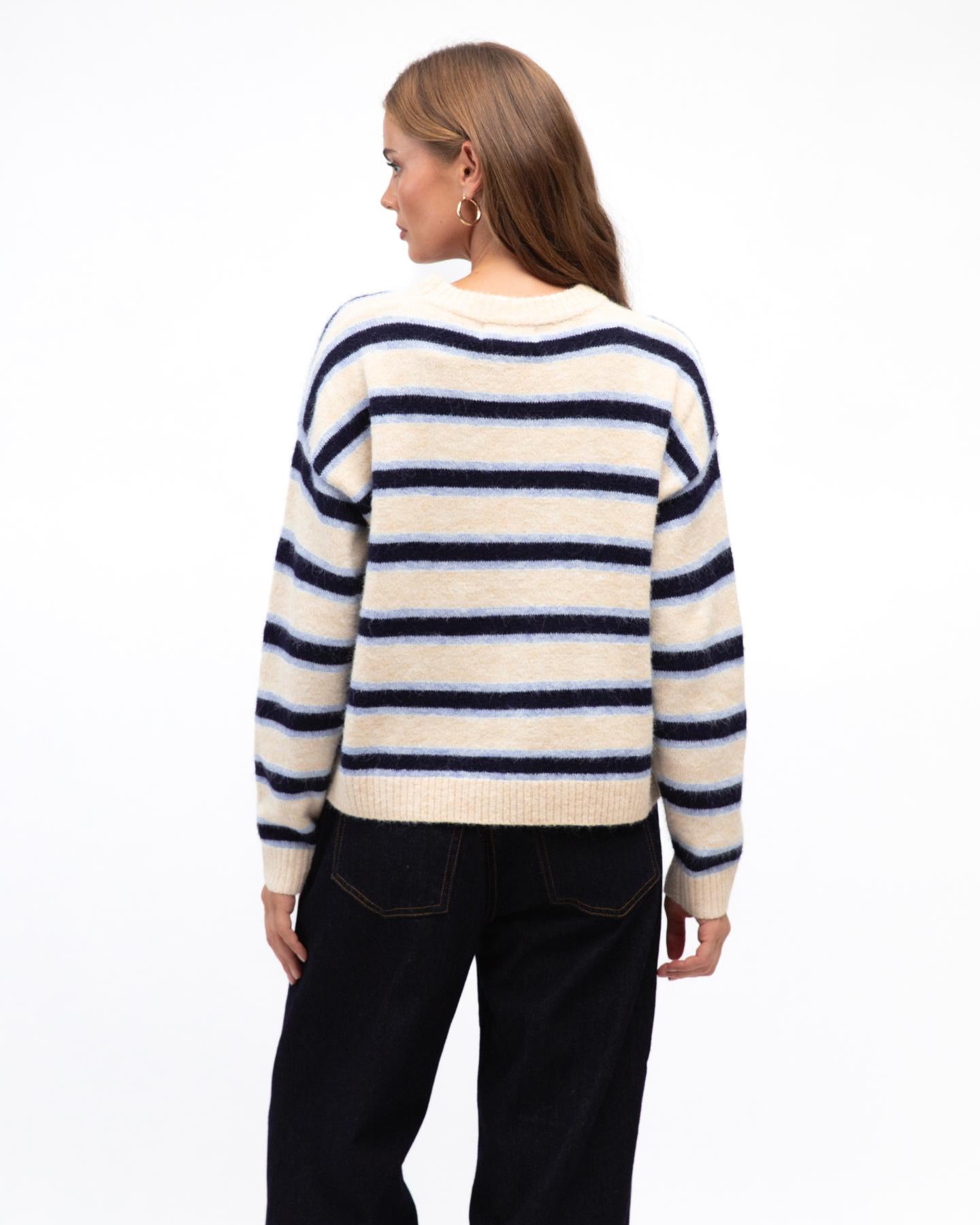 Hamptons Stripe Knit - White/Blue