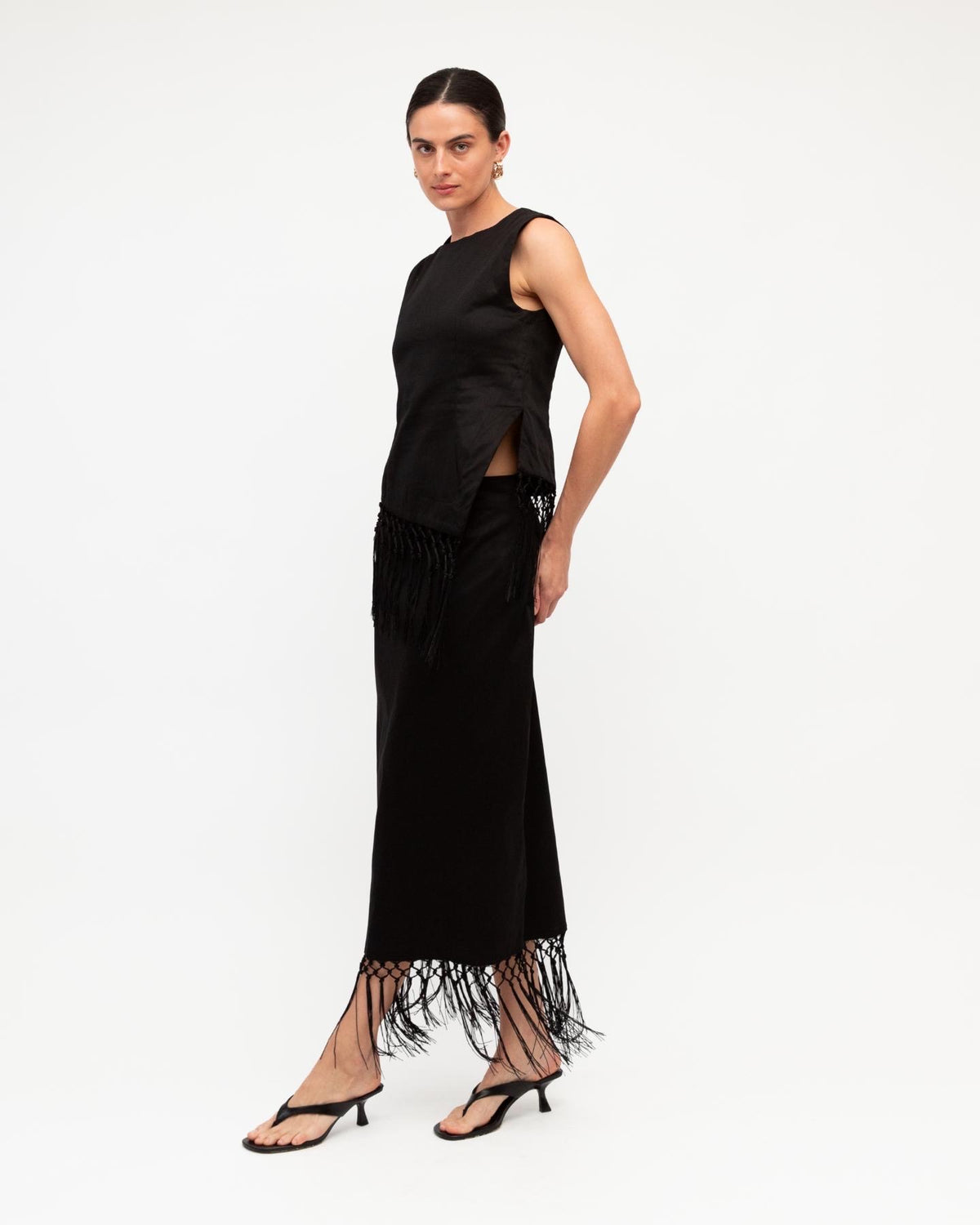Anna Fringe Skirt - Black