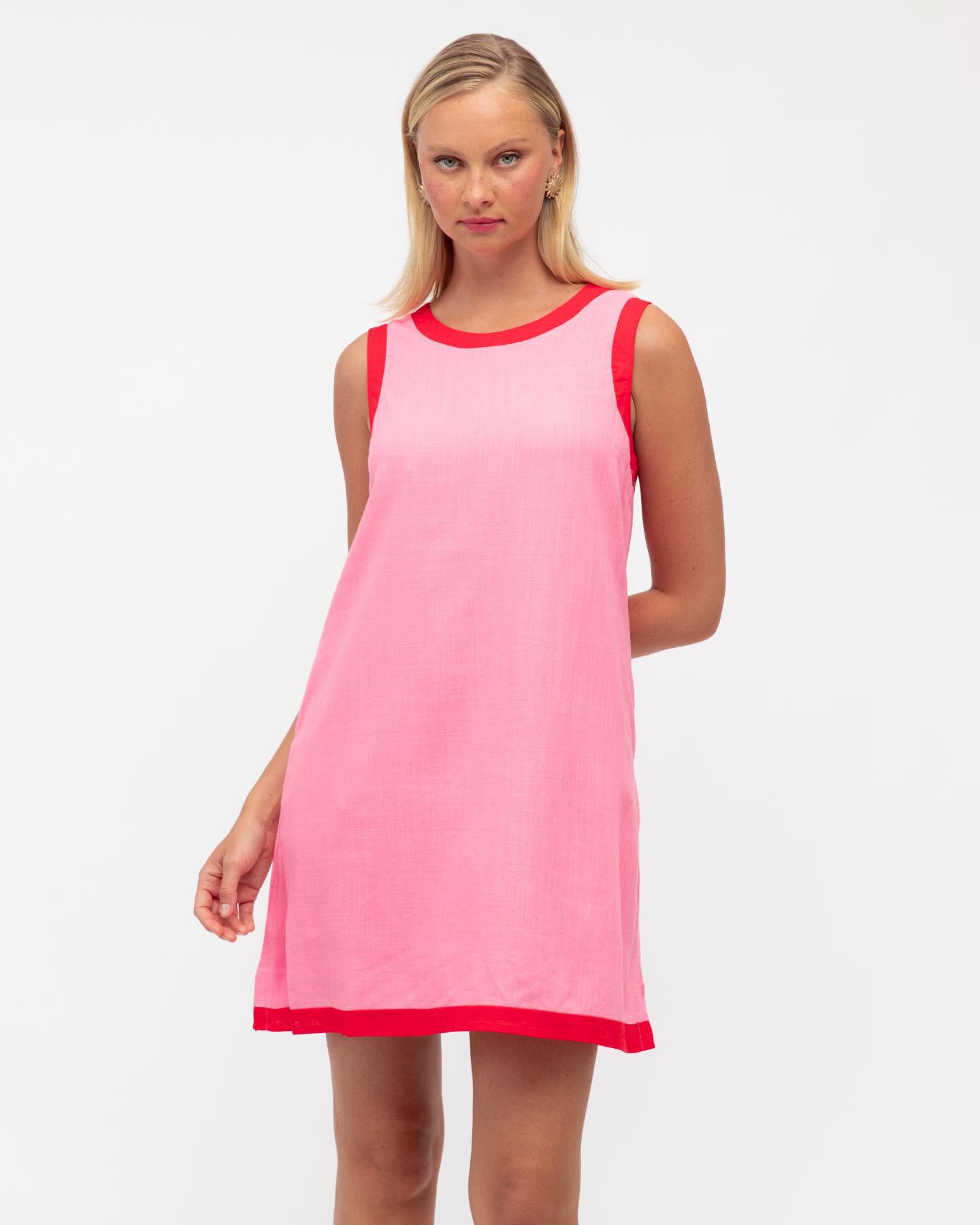 Annie Shift Dress - Pink/Red