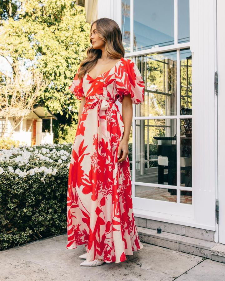 Nakula Maxi Dress Red Floral