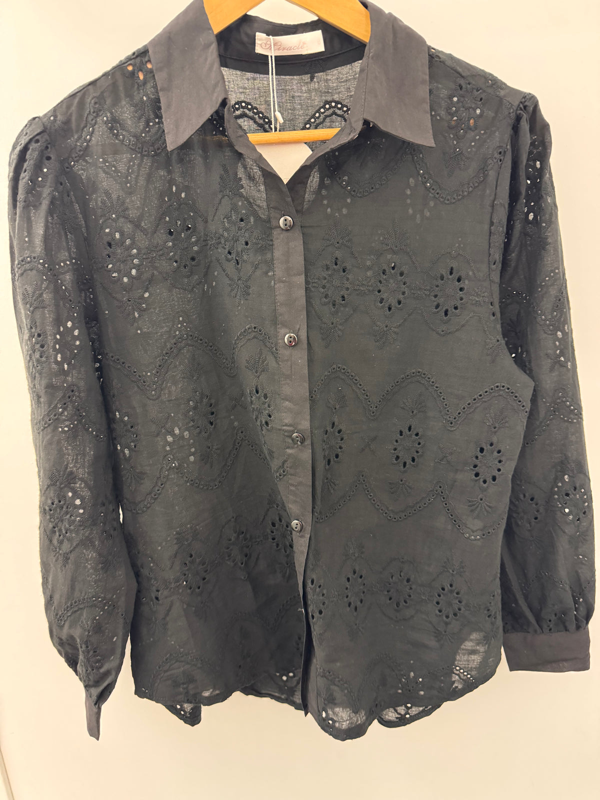 Jane Shirt Broderie - Black
