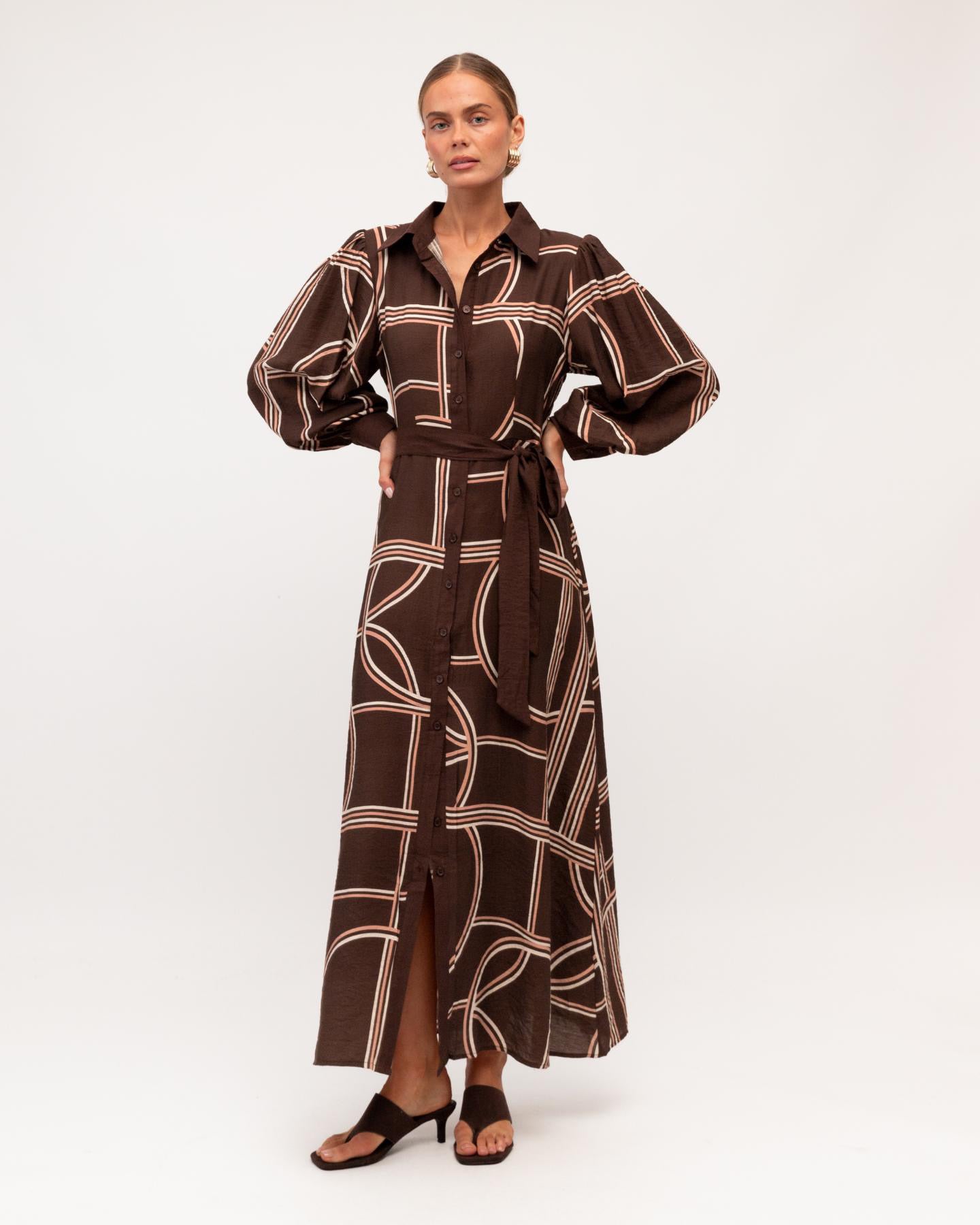 Monaco Deco Dress - Chocolate