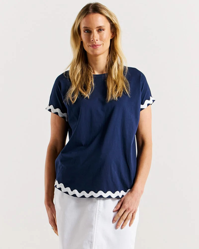 Sunny Tee - Navy/White Ric Rac