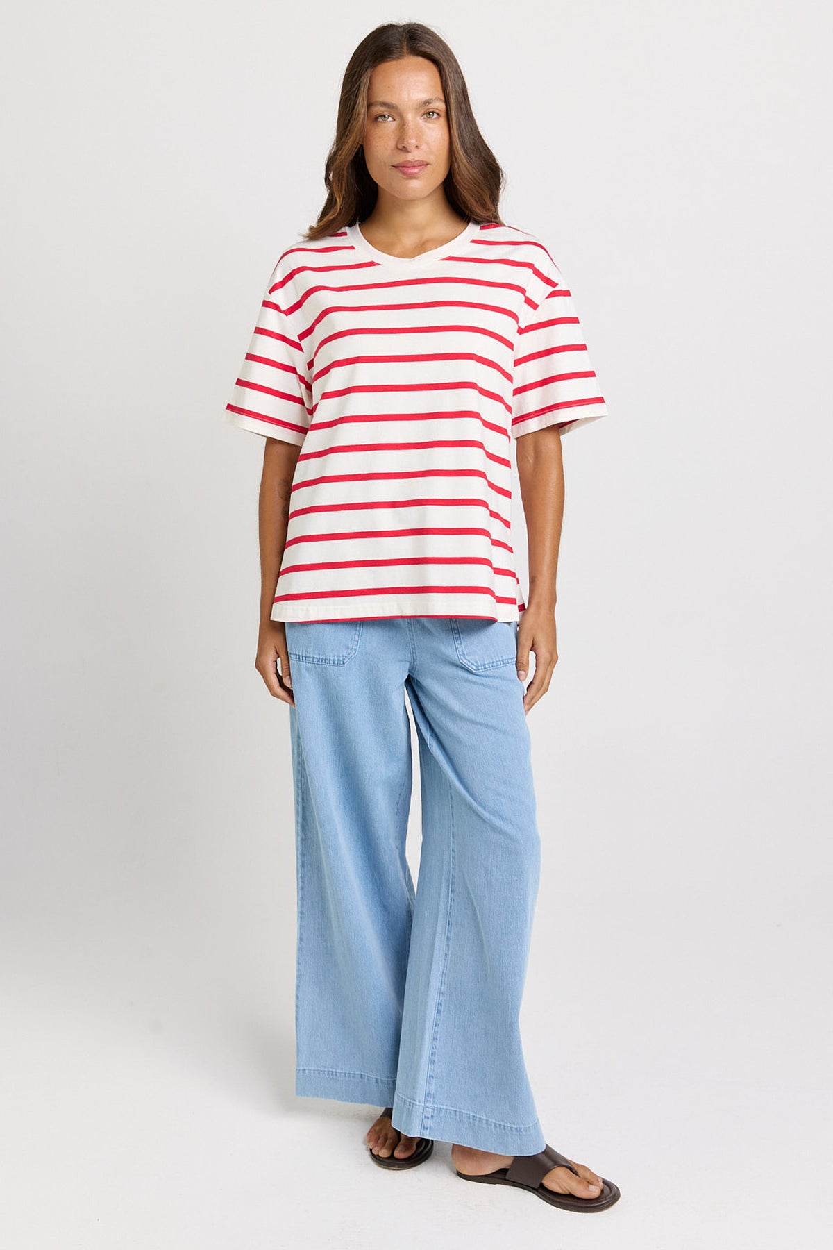Betty Basics Relax Boxy Tee - Red/White Stripe