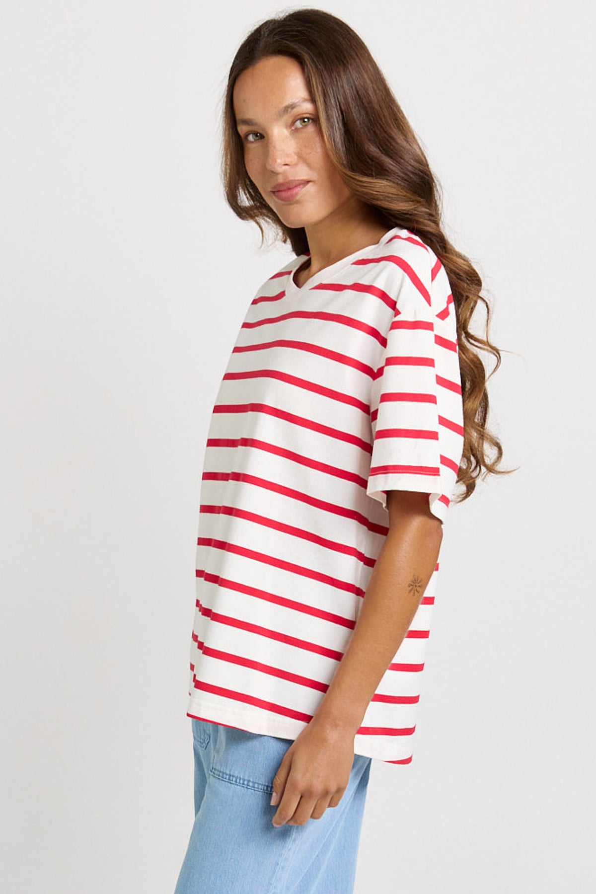Betty Basics Relax Boxy Tee - Red/White Stripe