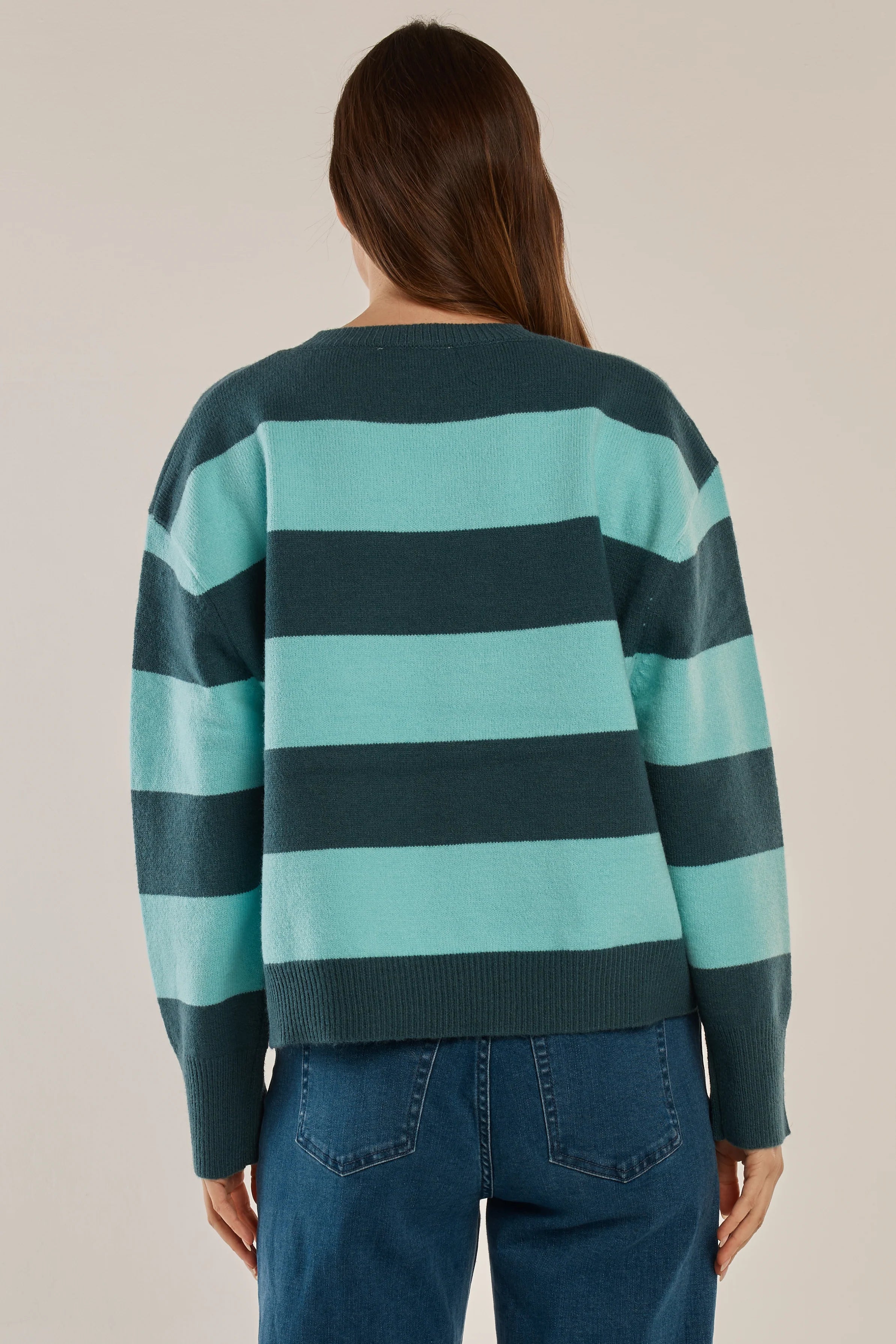 Leonie Knit Sweater - Teal Green/Blue Stripe